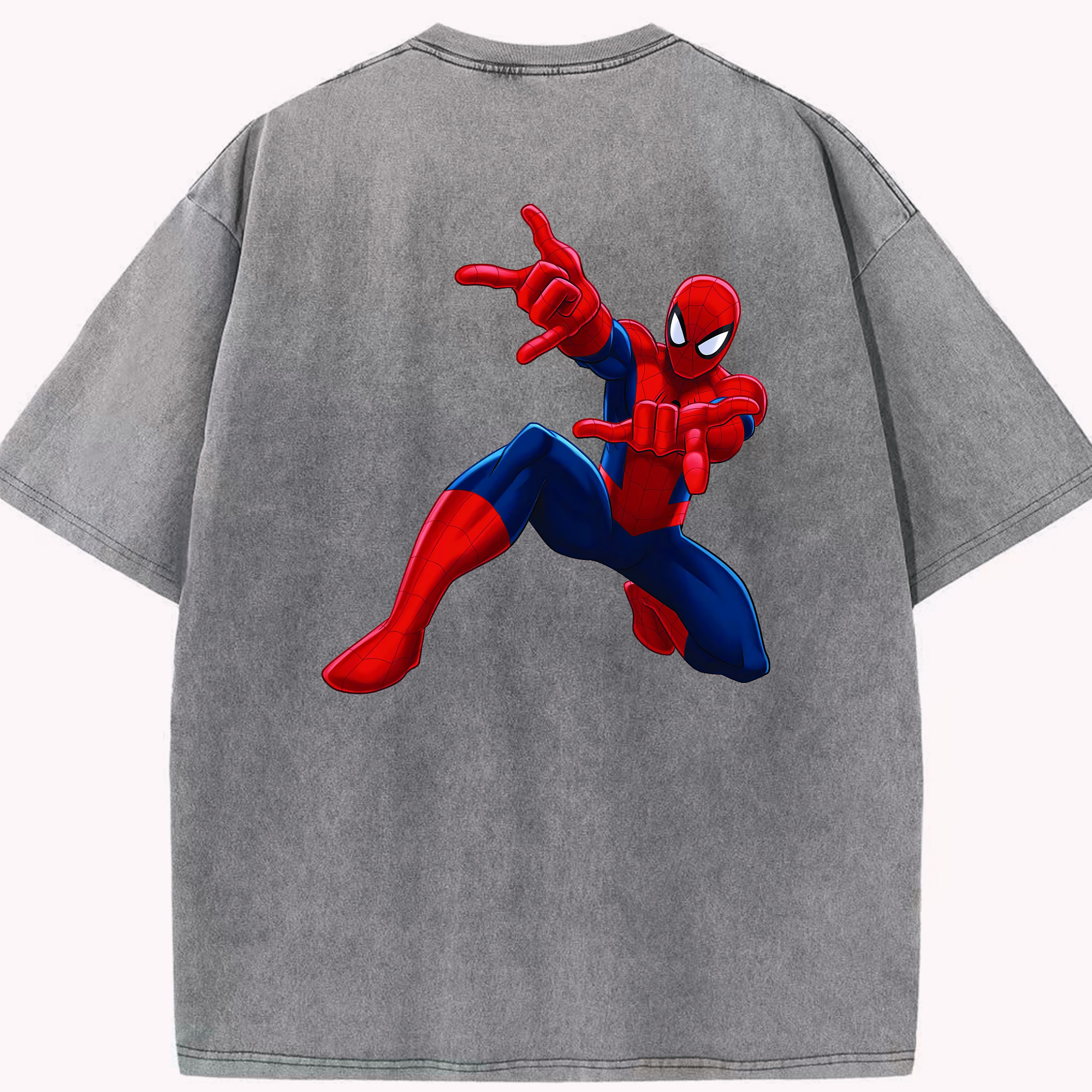 （画像用） Spider Man スパイダーマン 綿100% ヴィンテージ風 半袖Tシャツ（背面プリント）