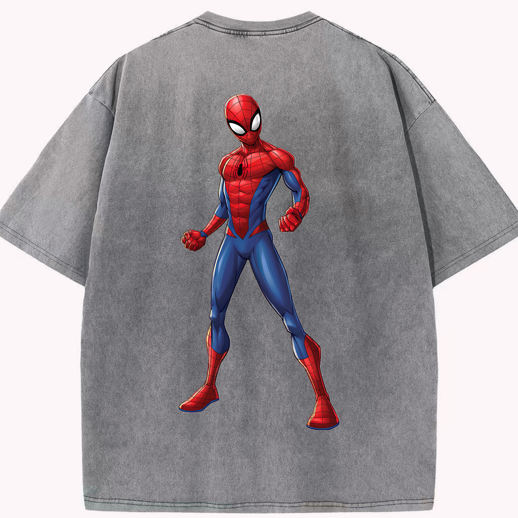 （画像用） Spider Man スパイダーマン 綿100% ヴィンテージ風 半袖Tシャツ（背面プリント）