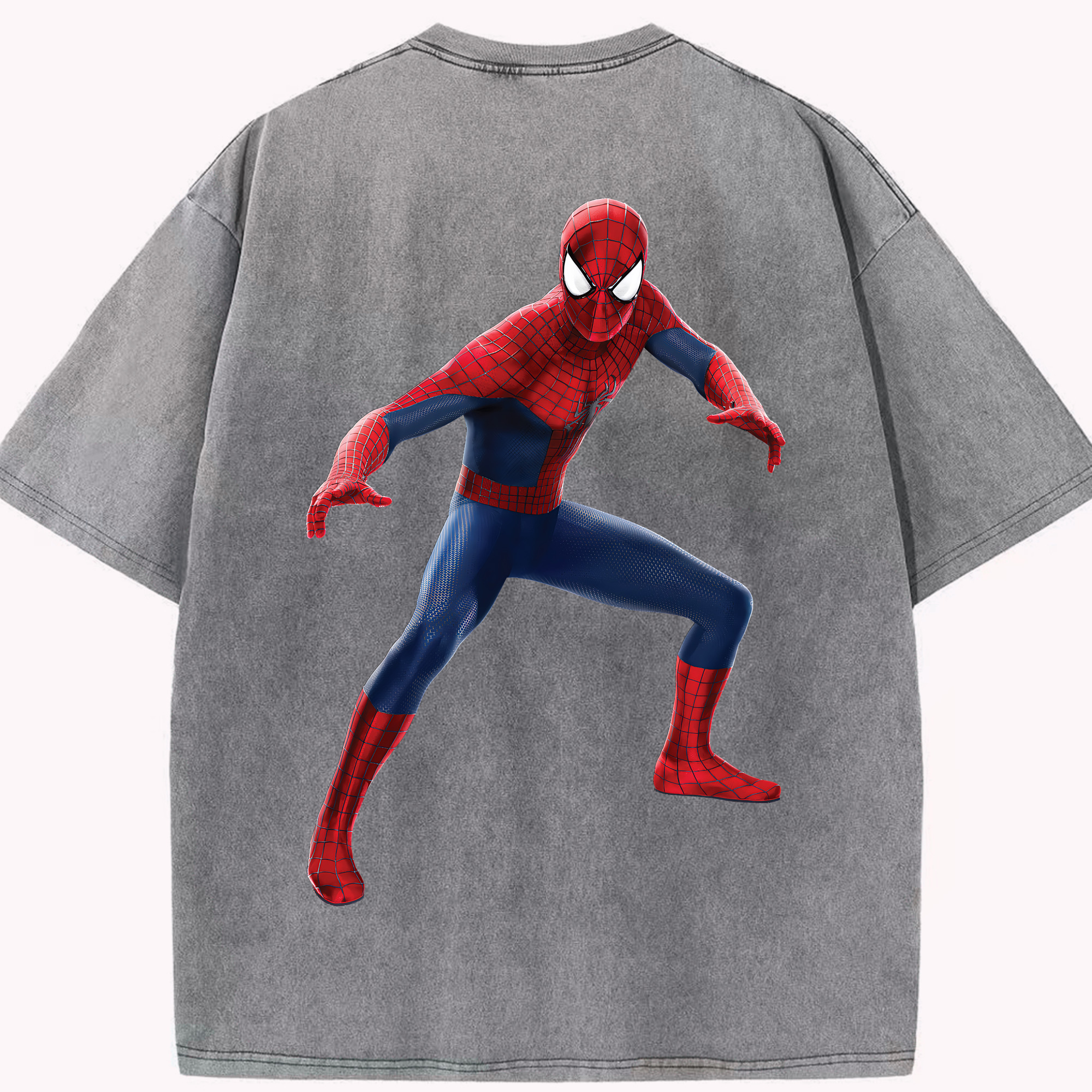 （画像用） Spider Man スパイダーマン 綿100% ヴィンテージ風 半袖Tシャツ（背面プリント）