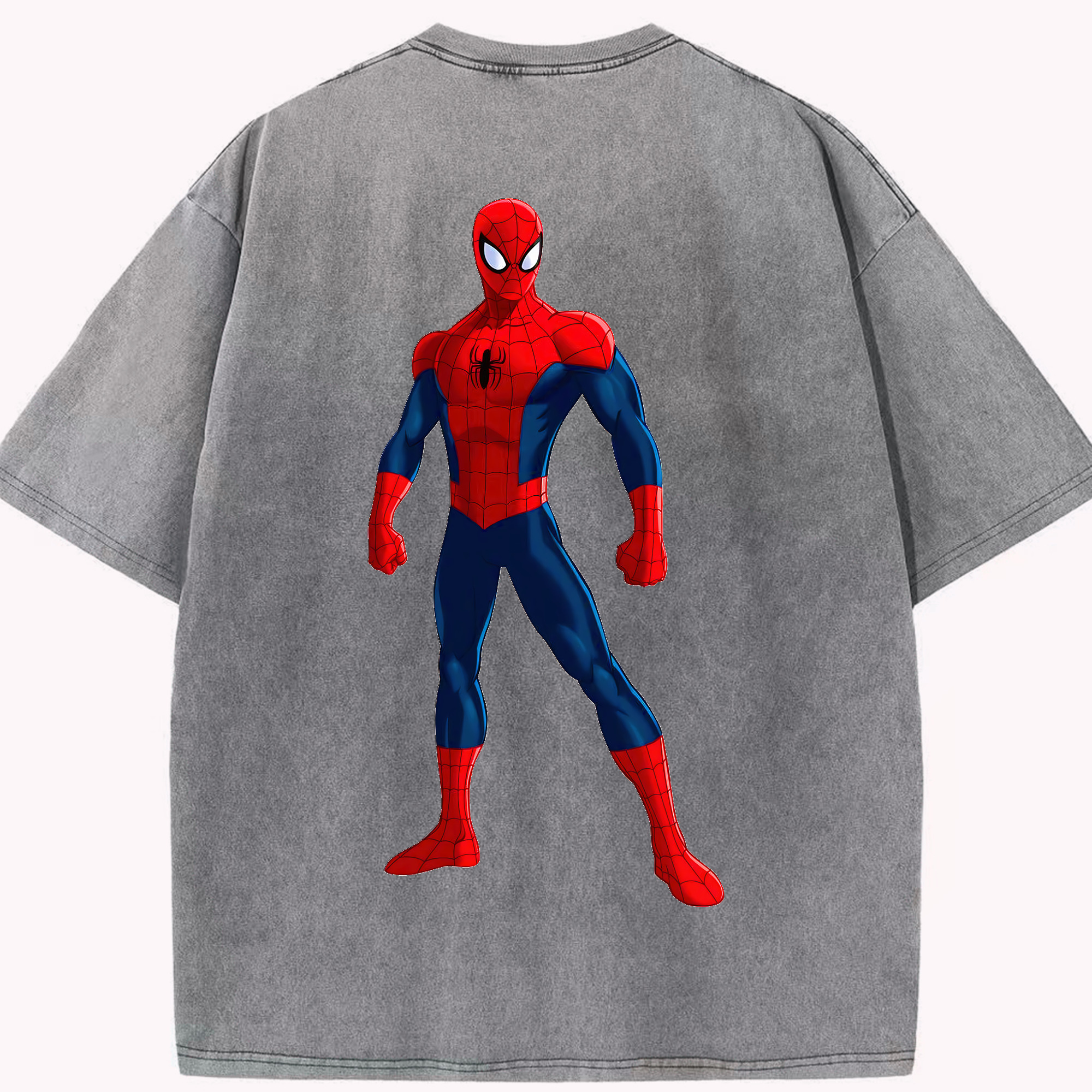 （画像用） Spider Man スパイダーマン 綿100% ヴィンテージ風 半袖Tシャツ（背面プリント）