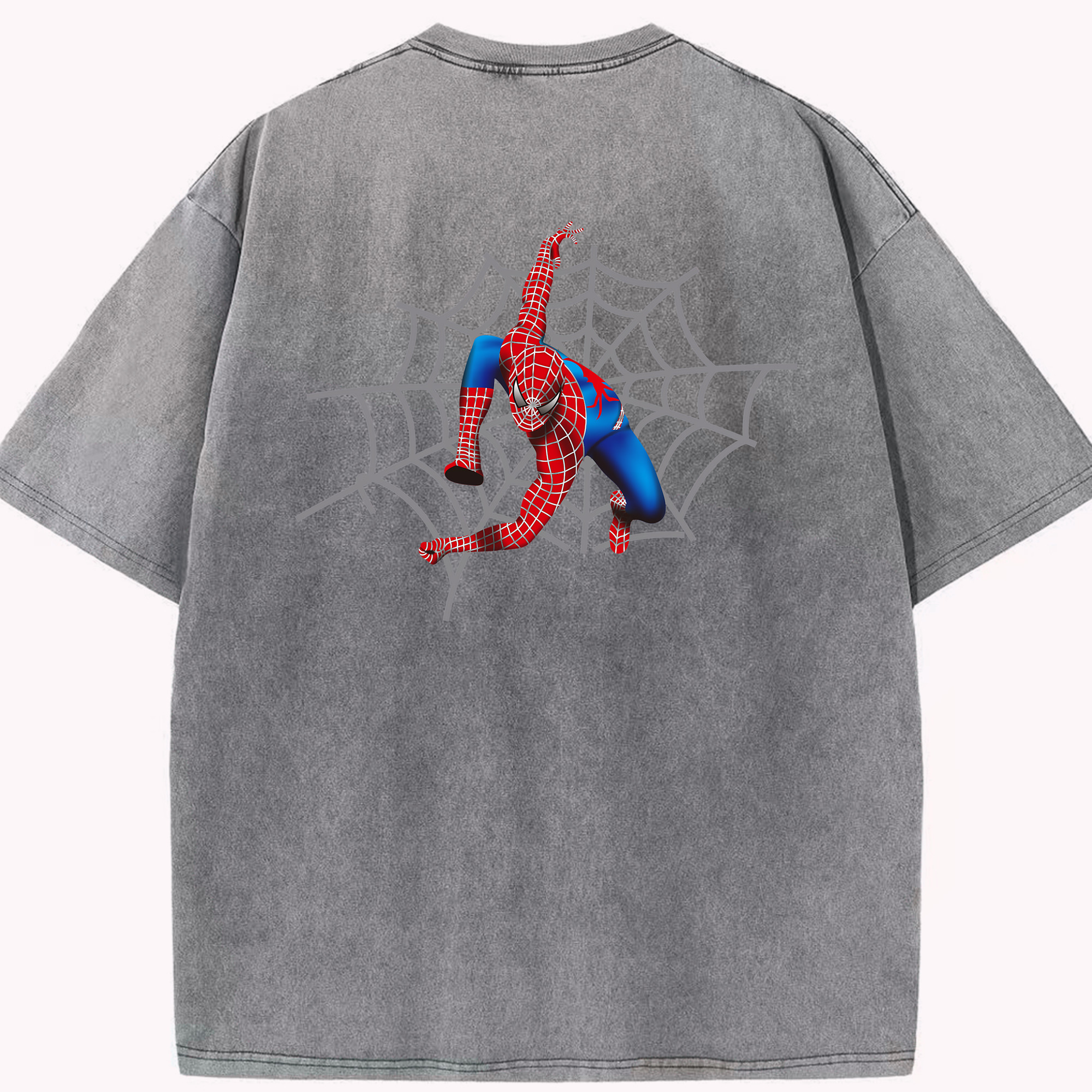 （画像用） Spider Man スパイダーマン 綿100% ヴィンテージ風 半袖Tシャツ（背面プリント）