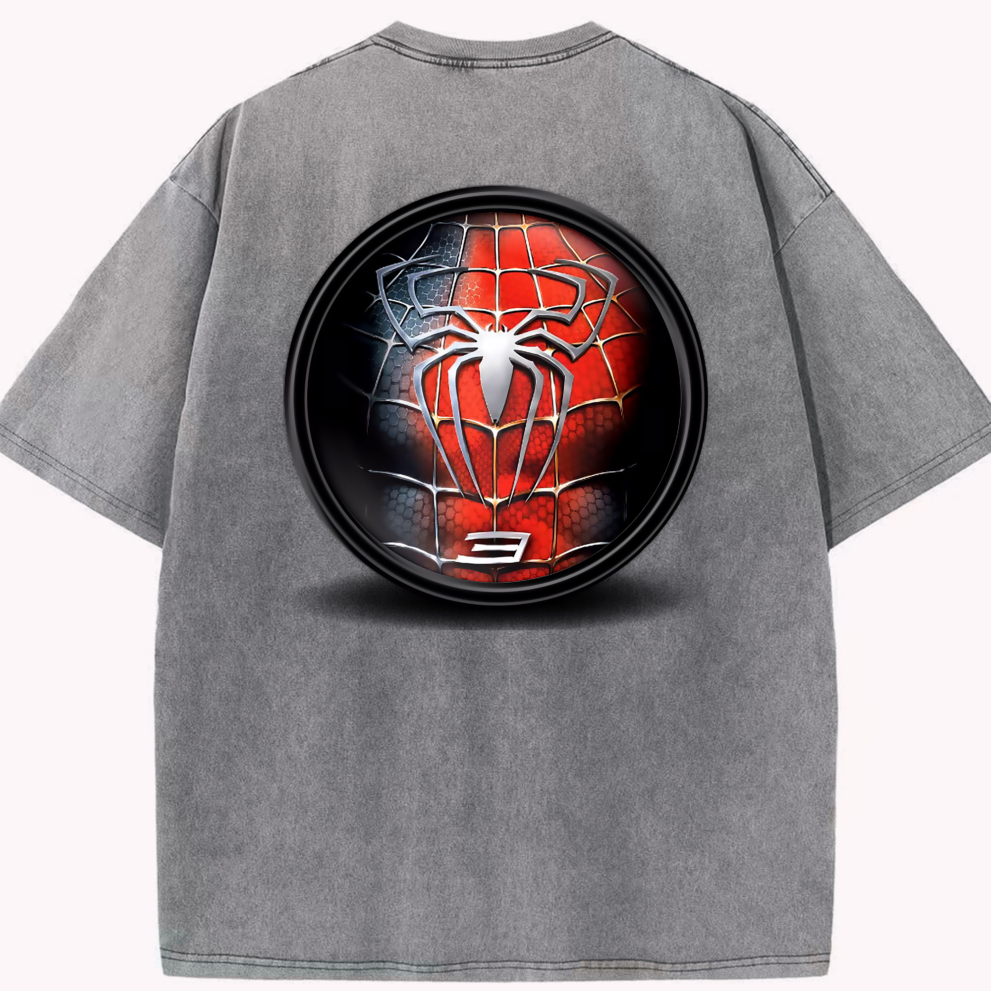 （画像用） Spider Man スパイダーマン 綿100% ヴィンテージ風 半袖Tシャツ（背面プリント）