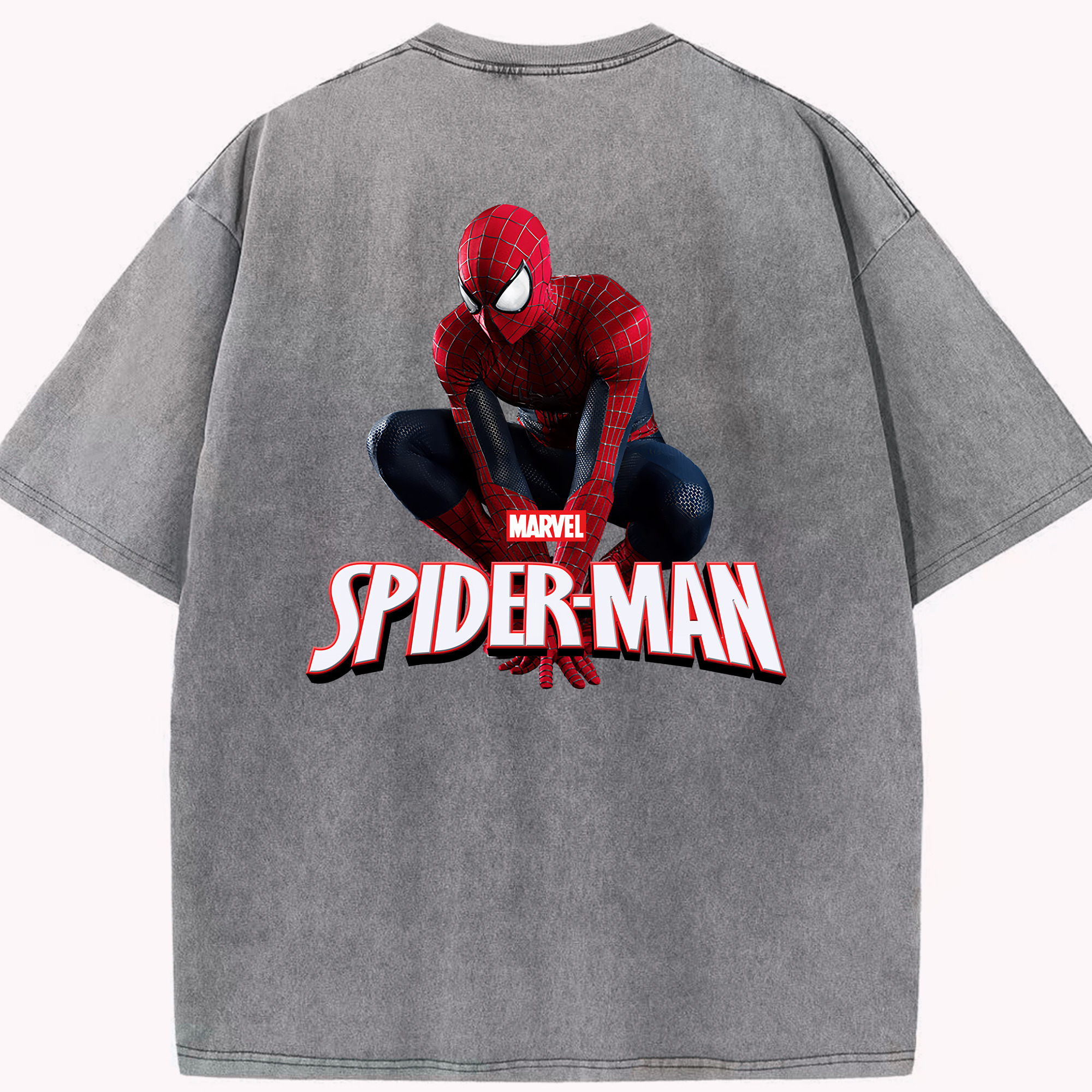 （画像用） Spider Man スパイダーマン 綿100% ヴィンテージ風 半袖Tシャツ（背面プリント）
