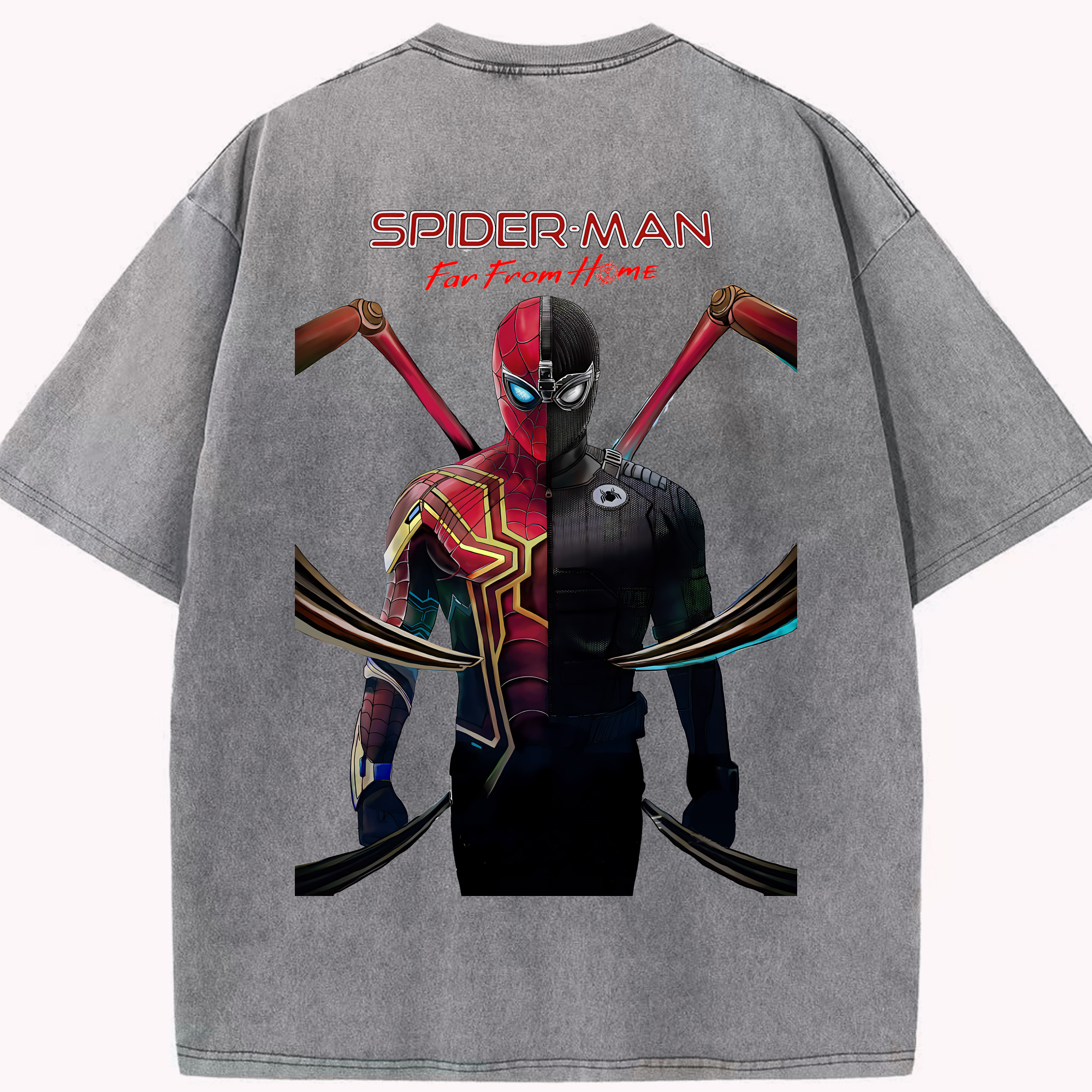 （画像用） Spider Man スパイダーマン 綿100% ヴィンテージ風 半袖Tシャツ（背面プリント）