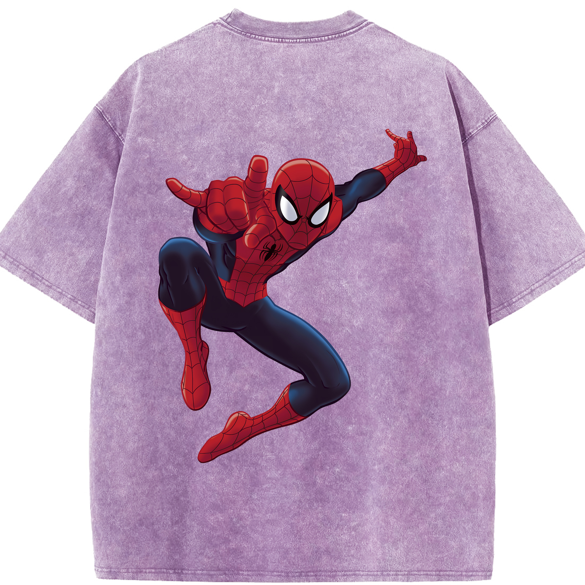 （画像用） Spider Man スパイダーマン 綿100% ヴィンテージ風 半袖Tシャツ（背面プリント）