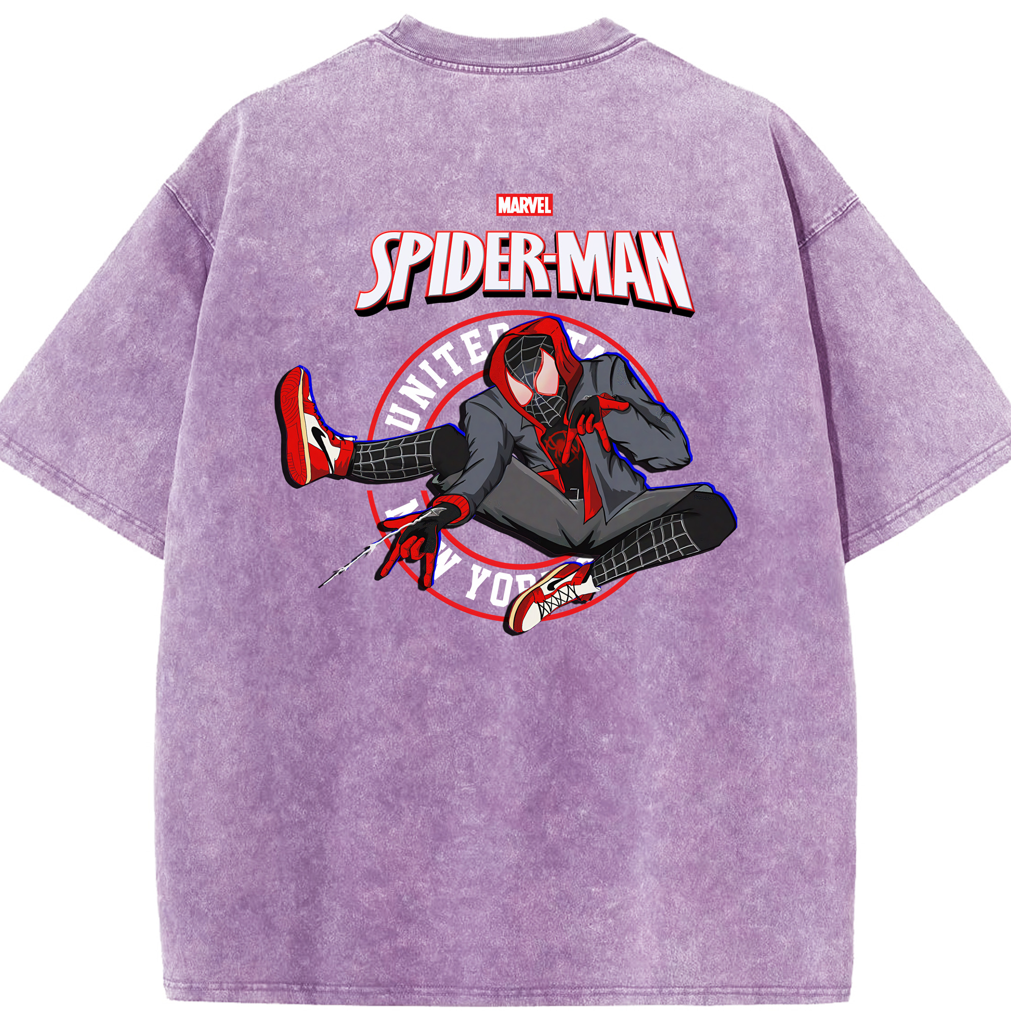（画像用） Spider Man スパイダーマン 綿100% ヴィンテージ風 半袖Tシャツ（背面プリント）