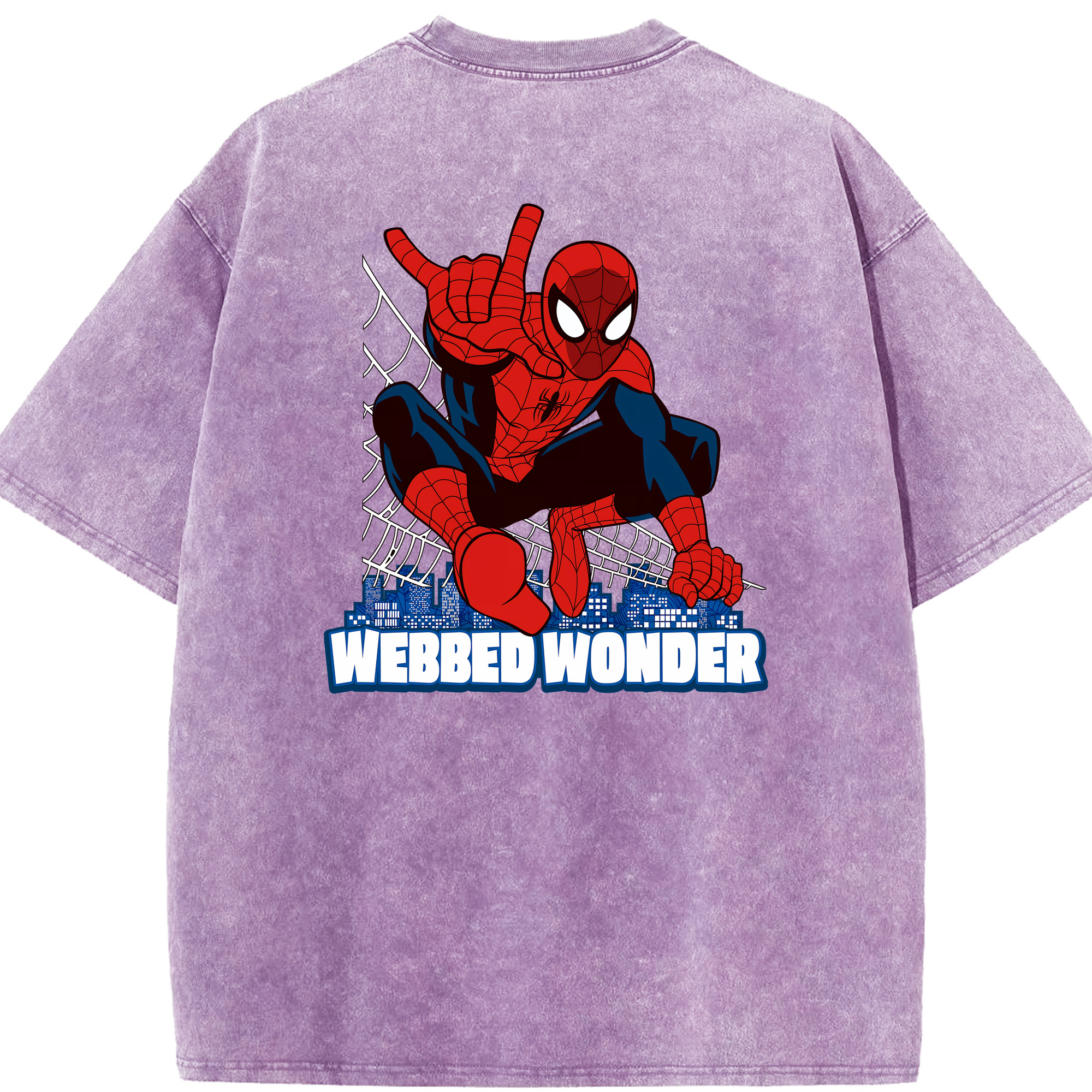 （画像用） Spider Man スパイダーマン 綿100% ヴィンテージ風 半袖Tシャツ（背面プリント）