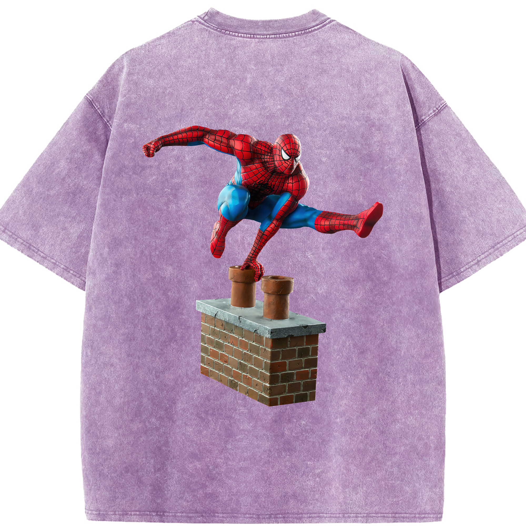 （画像用） Spider Man スパイダーマン 綿100% ヴィンテージ風 半袖Tシャツ（背面プリント）