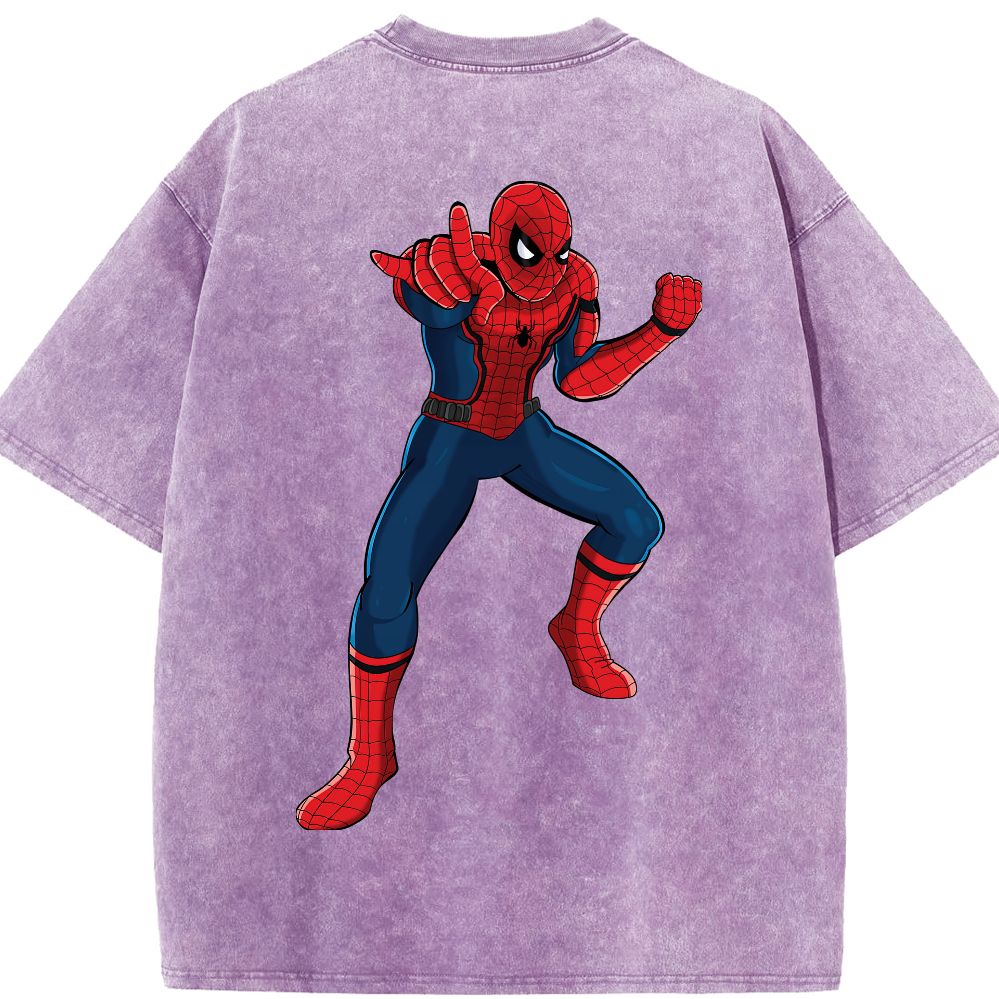 （画像用） Spider Man スパイダーマン 綿100% ヴィンテージ風 半袖Tシャツ（背面プリント）