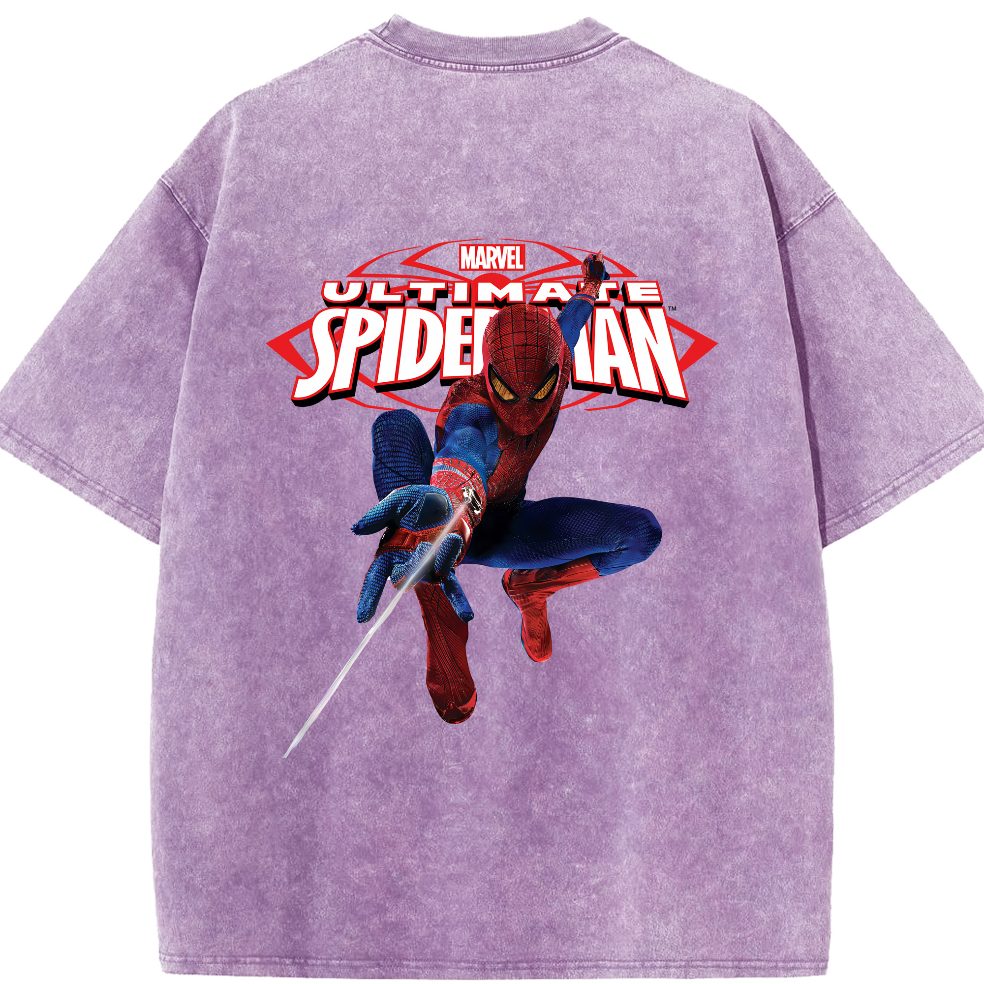 （画像用） Spider Man スパイダーマン 綿100% ヴィンテージ風 半袖Tシャツ（背面プリント）