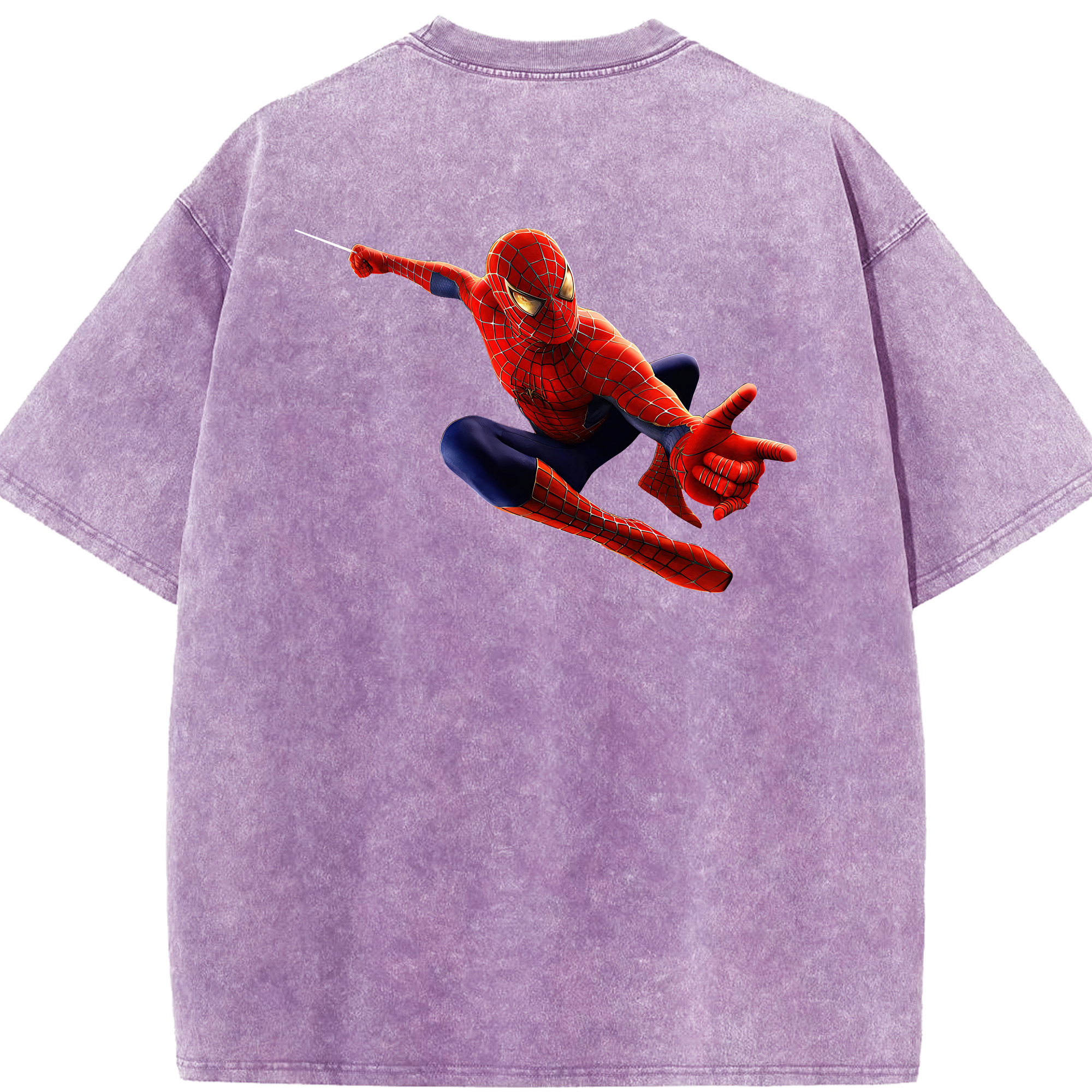 （画像用） Spider Man スパイダーマン 綿100% ヴィンテージ風 半袖Tシャツ（背面プリント）