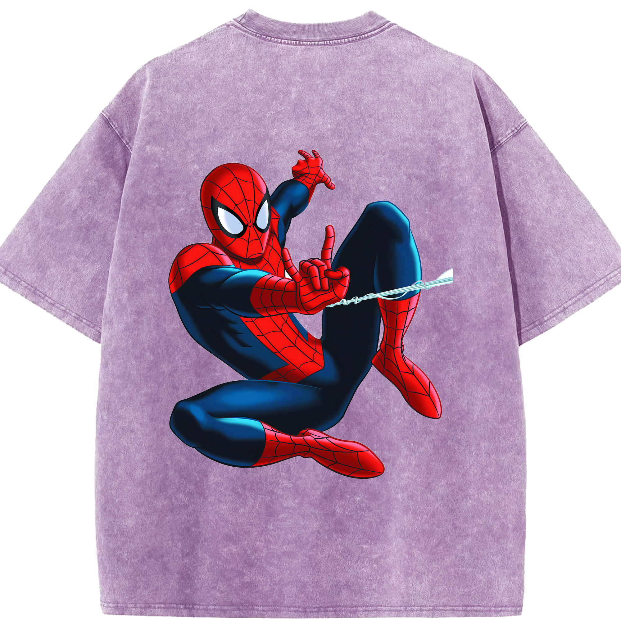 （画像用） Spider Man スパイダーマン 綿100% ヴィンテージ風 半袖Tシャツ（背面プリント）