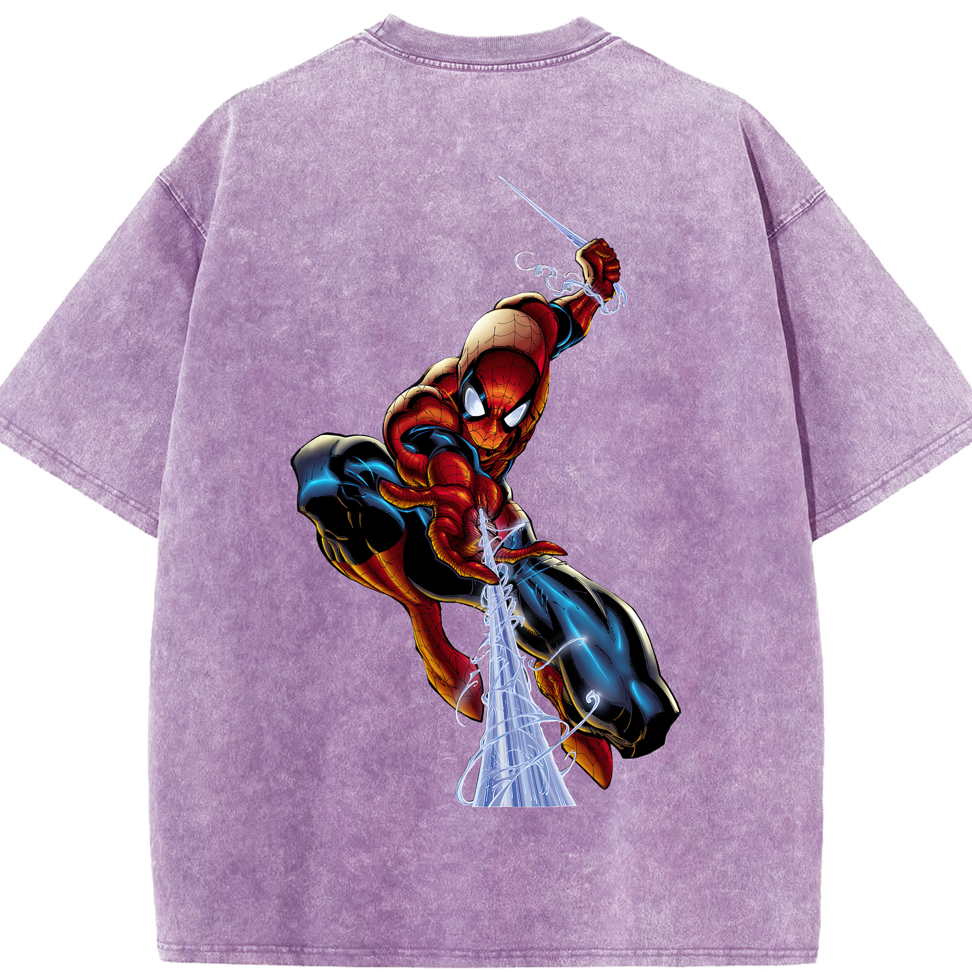 （画像用） Spider Man スパイダーマン 綿100% ヴィンテージ風 半袖Tシャツ（背面プリント）