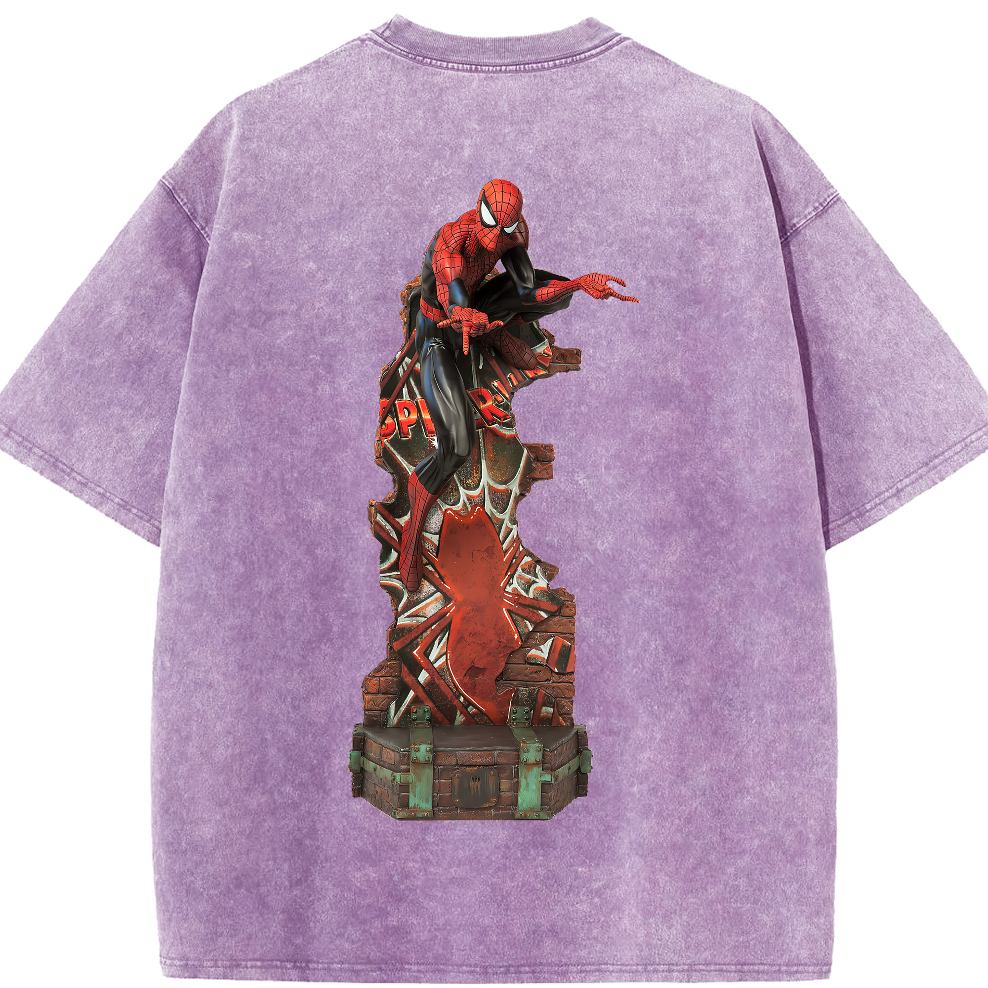 （画像用） Spider Man スパイダーマン 綿100% ヴィンテージ風 半袖Tシャツ（背面プリント）
