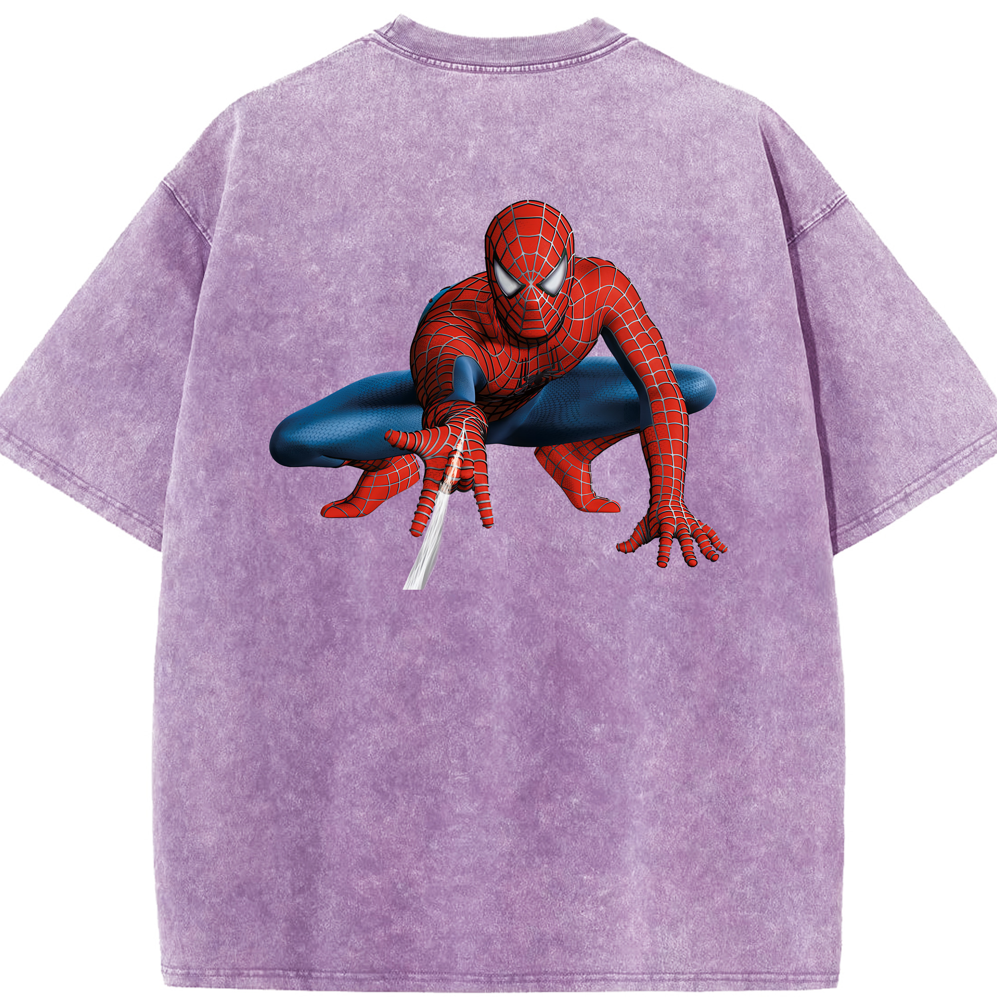 （画像用） Spider Man スパイダーマン 綿100% ヴィンテージ風 半袖Tシャツ（背面プリント）