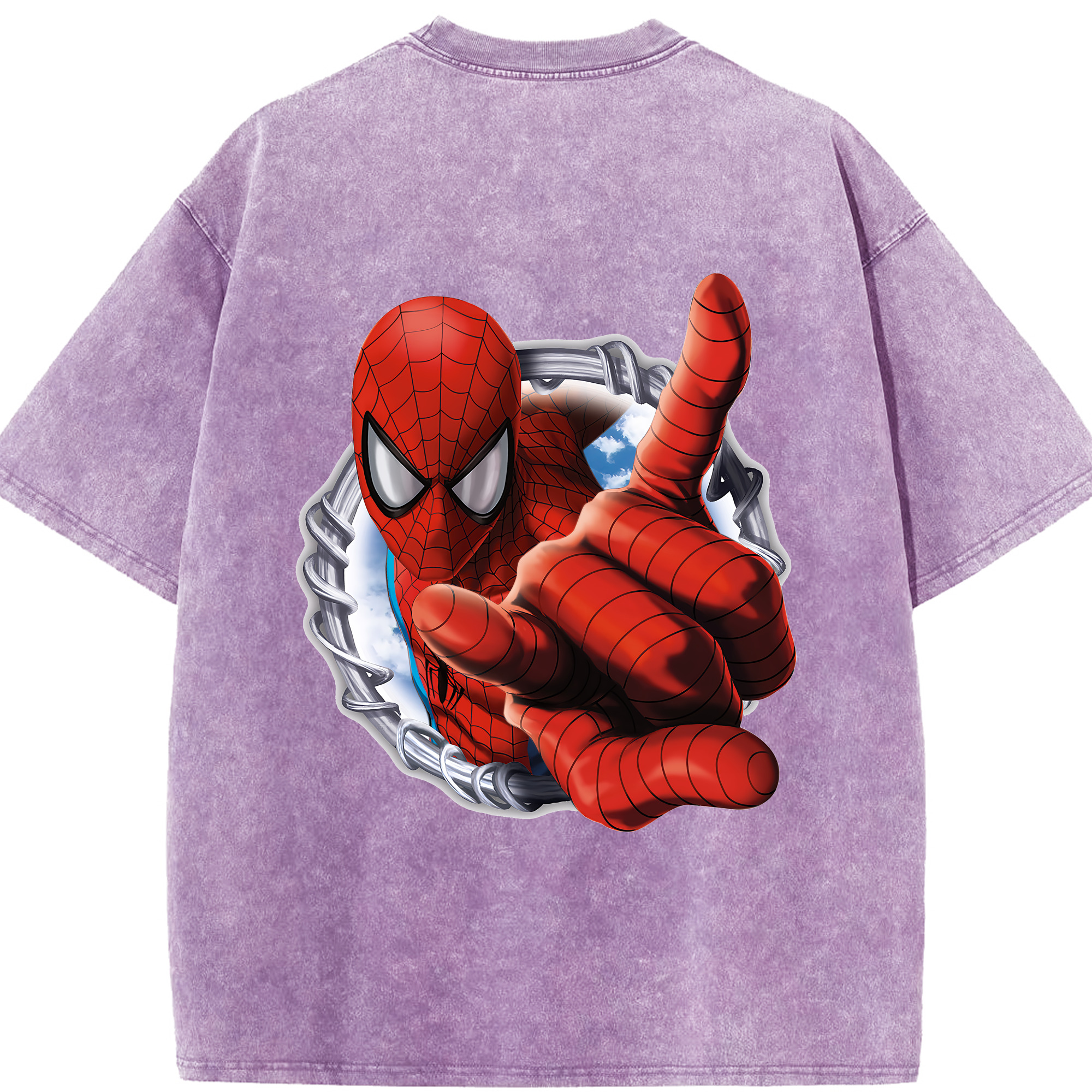 （画像用） Spider Man スパイダーマン 綿100% ヴィンテージ風 半袖Tシャツ（背面プリント）