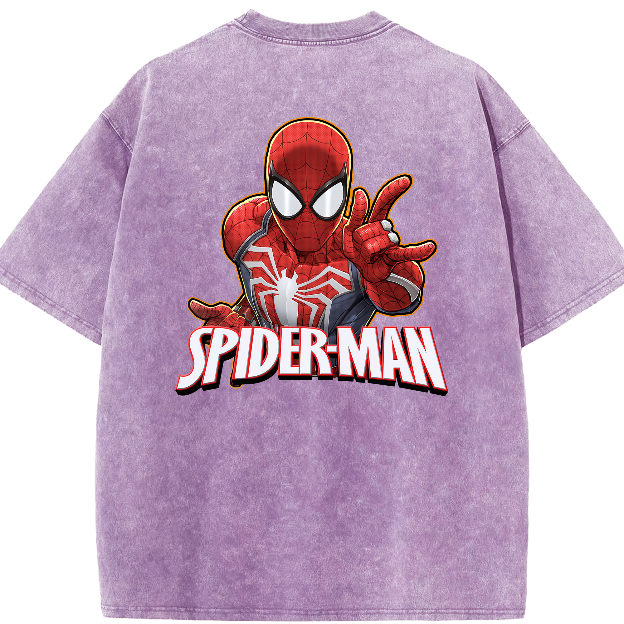 （画像用） Spider Man スパイダーマン 綿100% ヴィンテージ風 半袖Tシャツ（背面プリント）