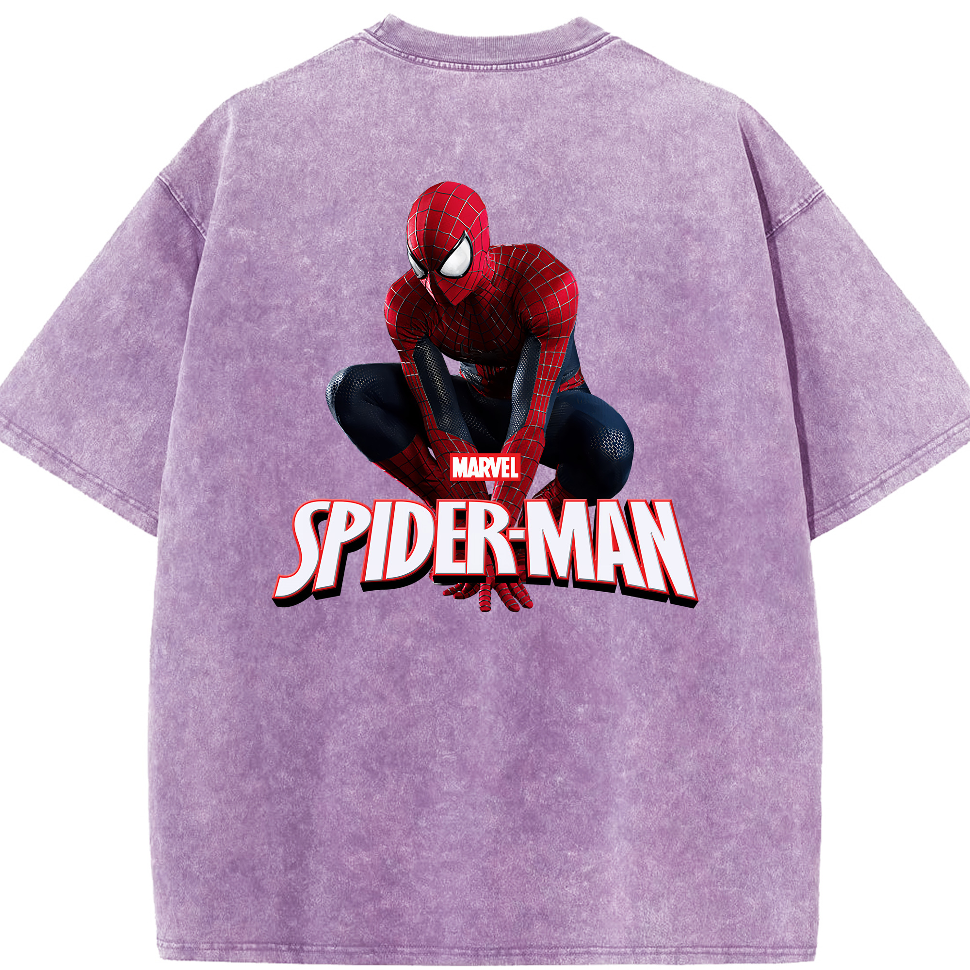 （画像用） Spider Man スパイダーマン 綿100% ヴィンテージ風 半袖Tシャツ（背面プリント）