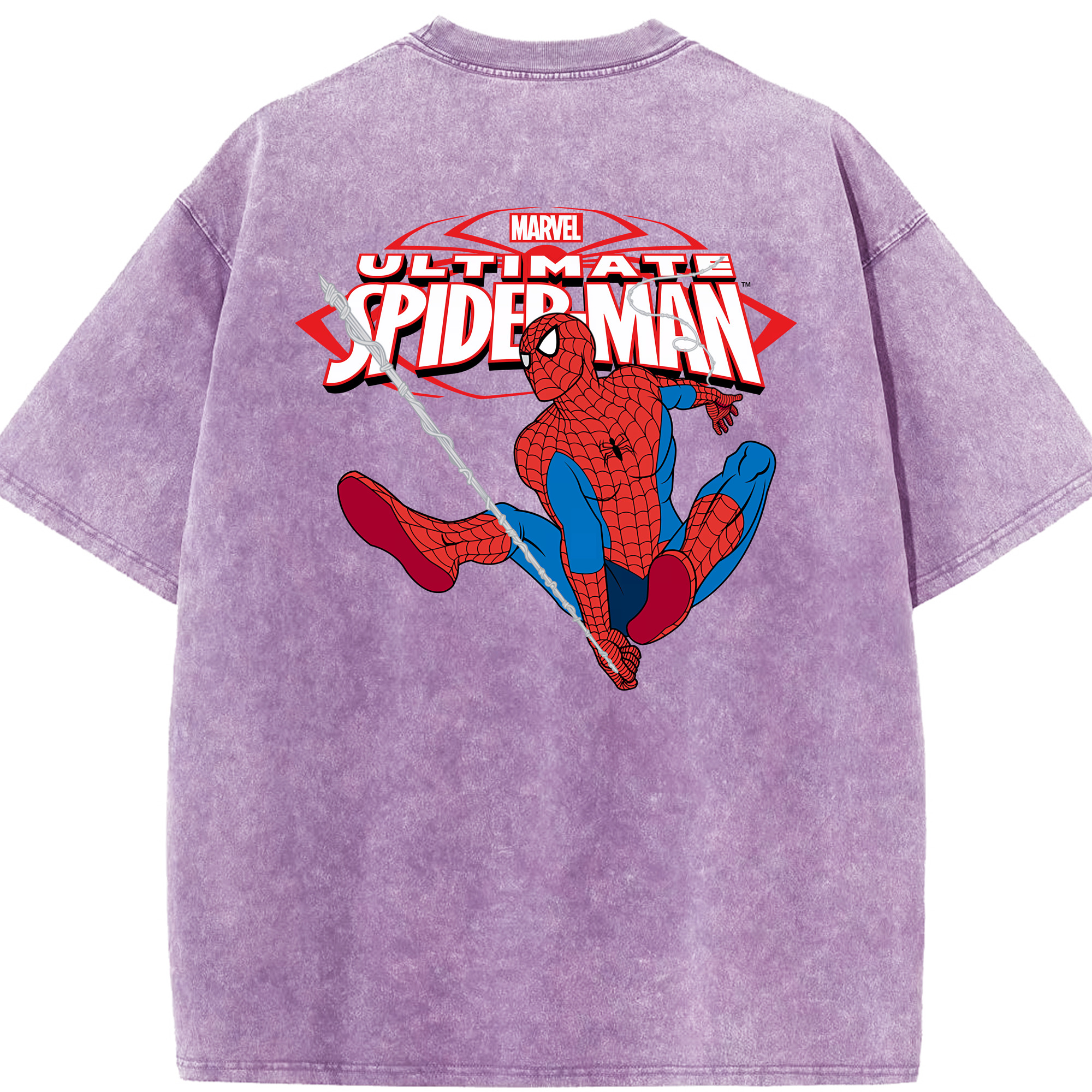 （画像用） Spider Man スパイダーマン 綿100% ヴィンテージ風 半袖Tシャツ（背面プリント）