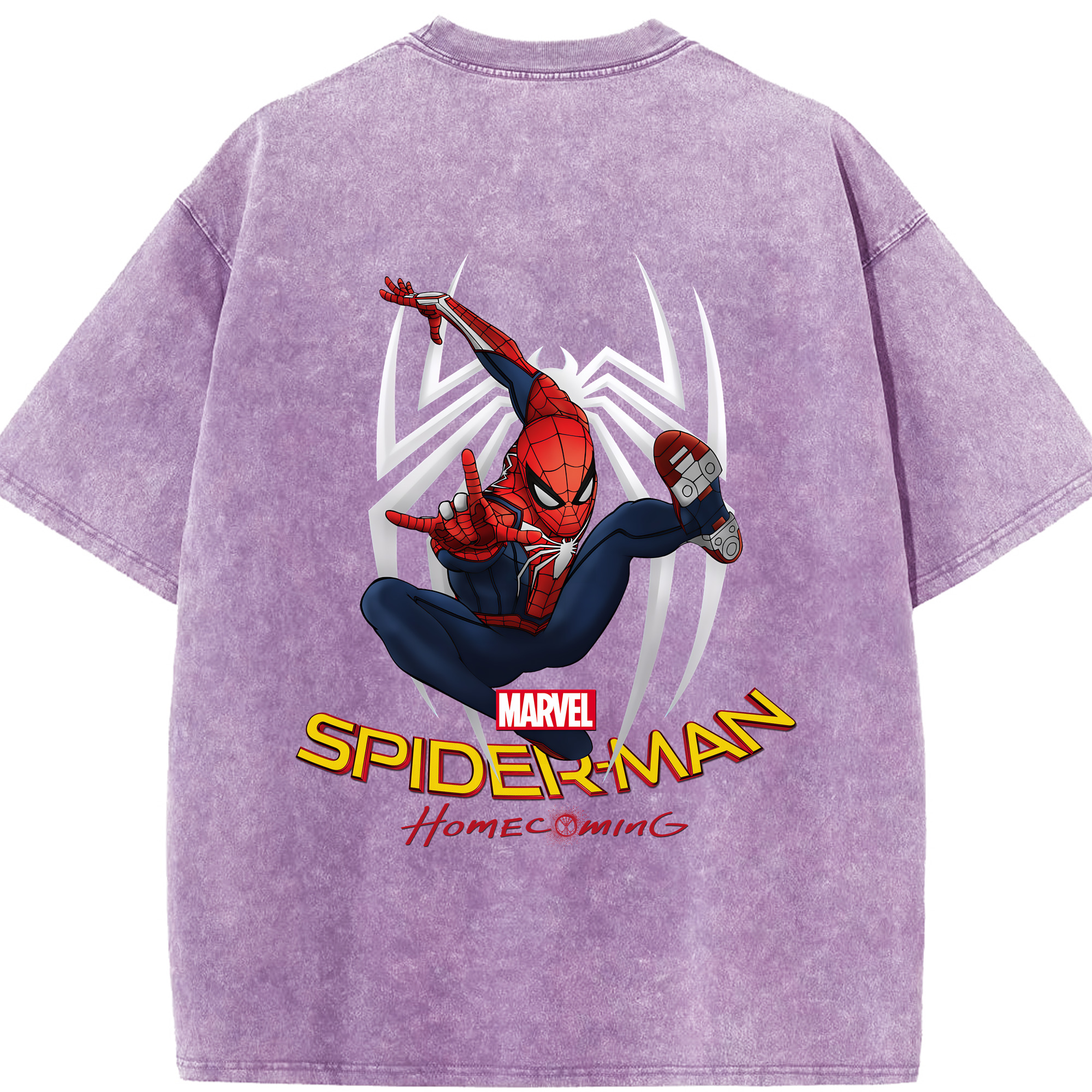 （画像用） Spider Man スパイダーマン 綿100% ヴィンテージ風 半袖Tシャツ（背面プリント）