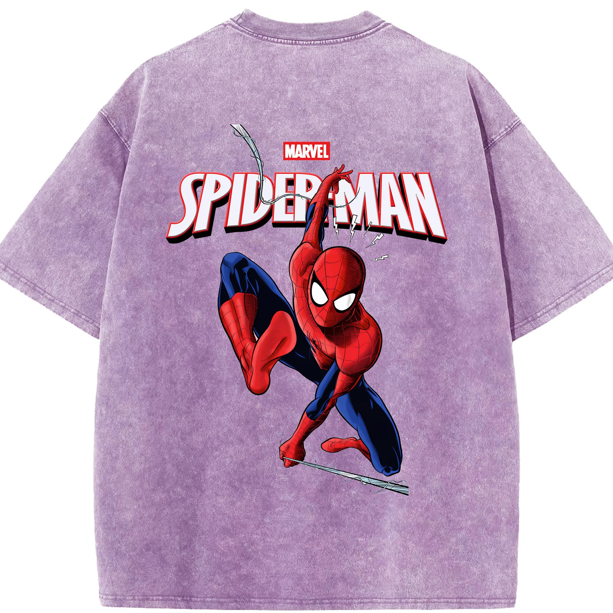 （画像用） Spider Man スパイダーマン 綿100% ヴィンテージ風 半袖Tシャツ（背面プリント）