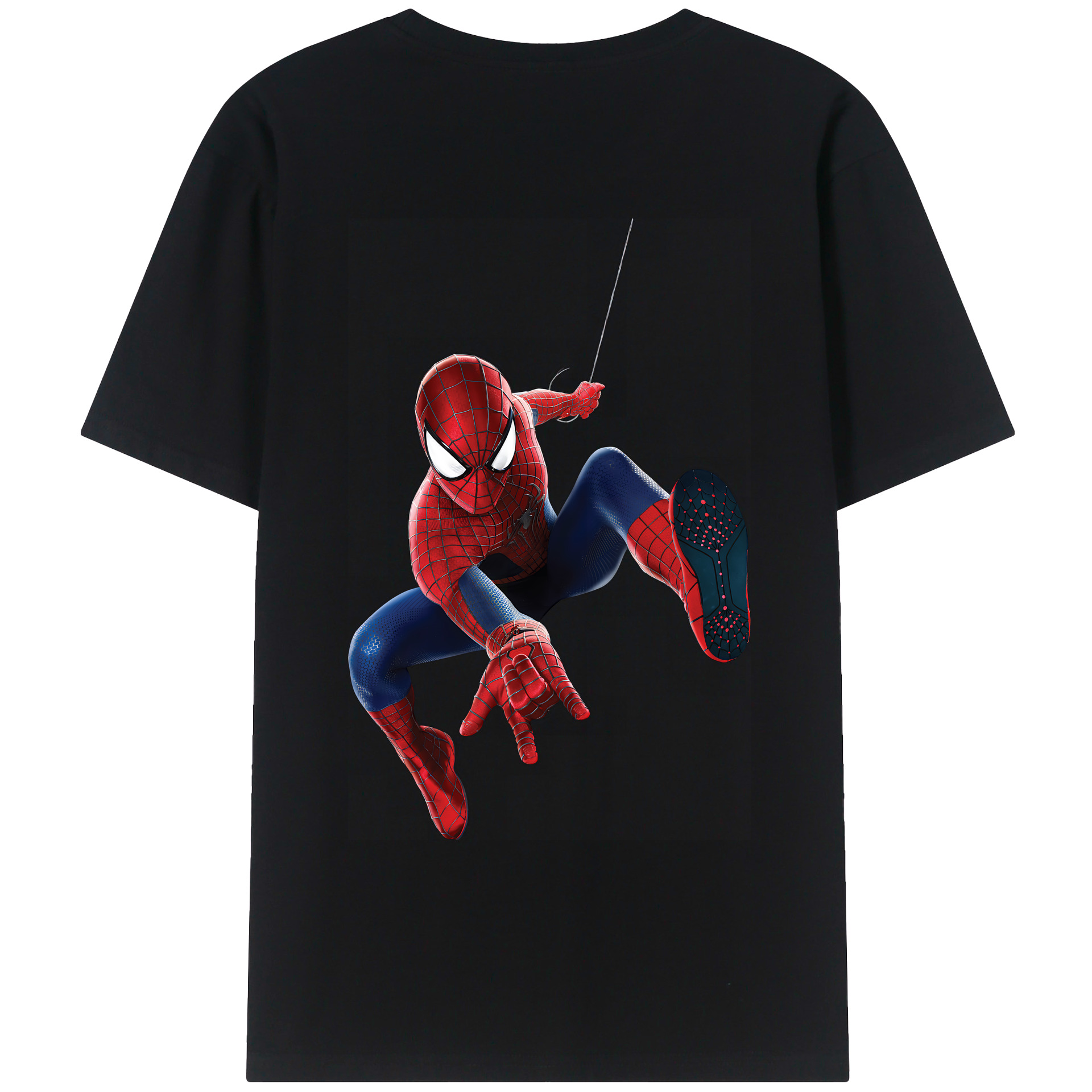 （画像用） Spider Man スパイダーマン 綿100％ メンズ半袖Tシャツ（バックプリント） 通気性