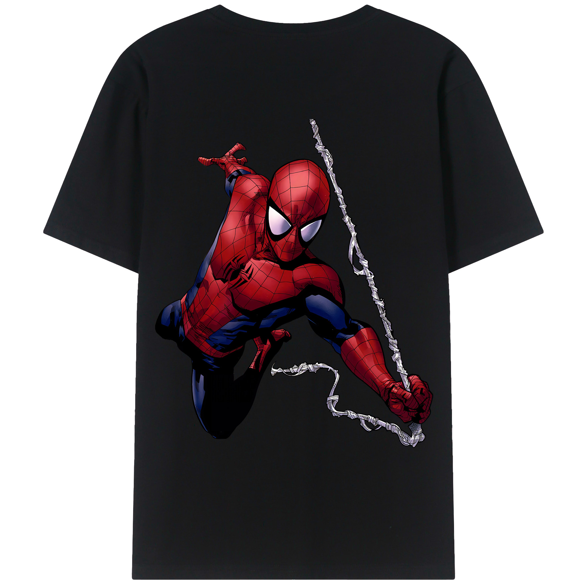 （画像用） Spider Man スパイダーマン 綿100％ メンズ半袖Tシャツ（バックプリント） 通気性