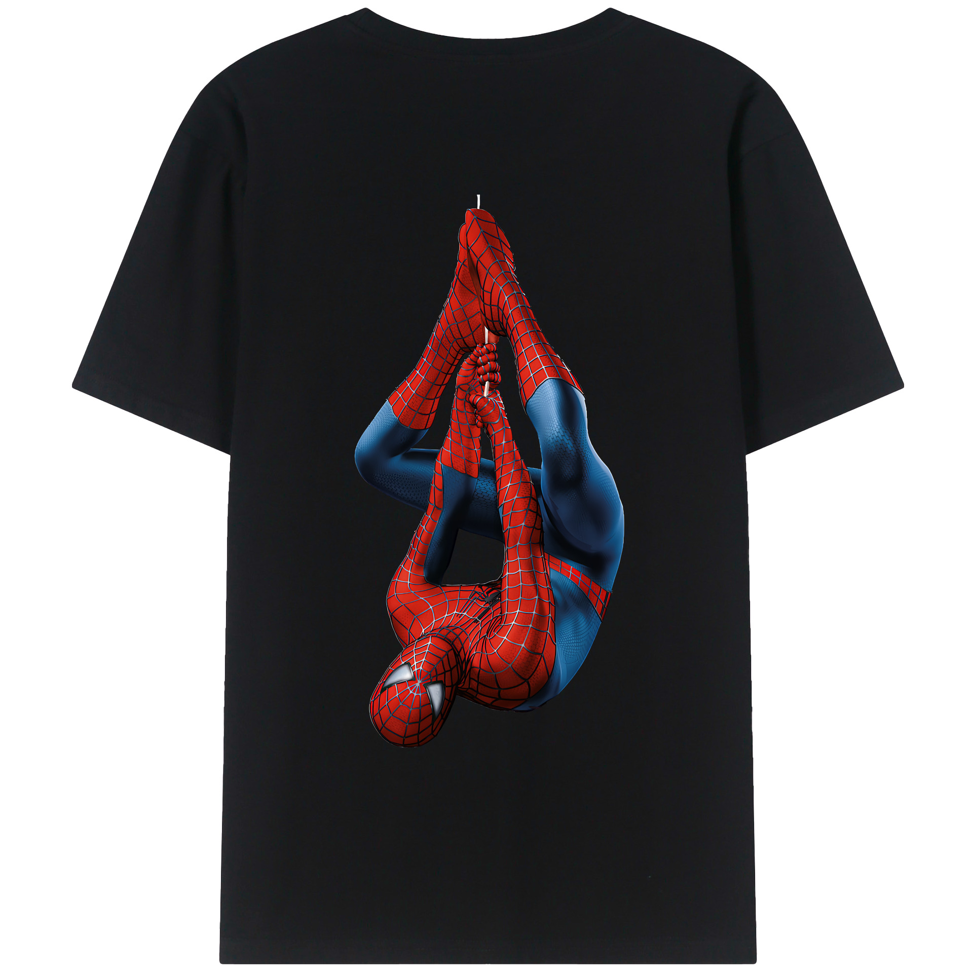 （画像用） Spider Man スパイダーマン 綿100％ メンズ半袖Tシャツ（バックプリント） 通気性