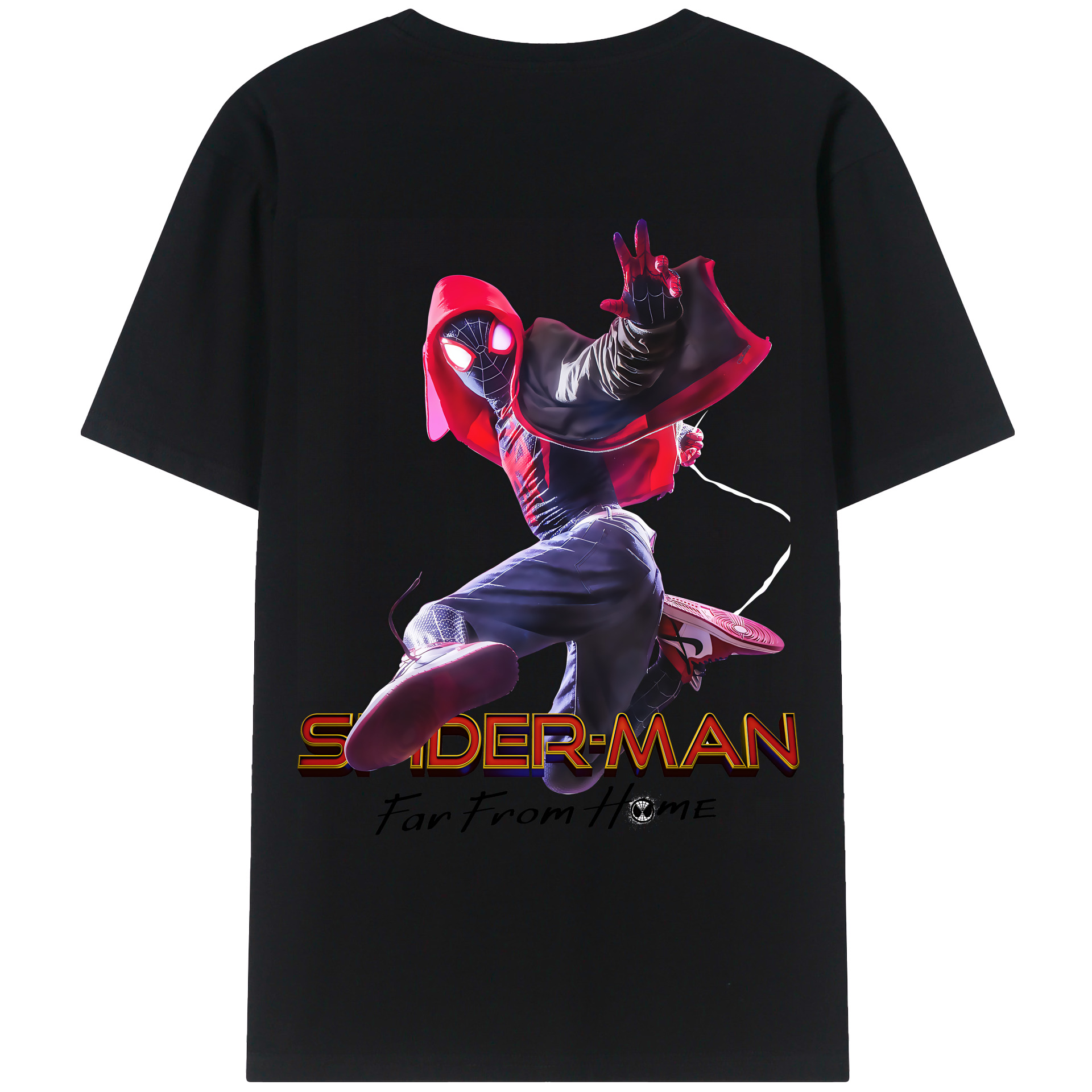 （画像用） Spider Man スパイダーマン 綿100％ メンズ半袖Tシャツ（バックプリント） 通気性