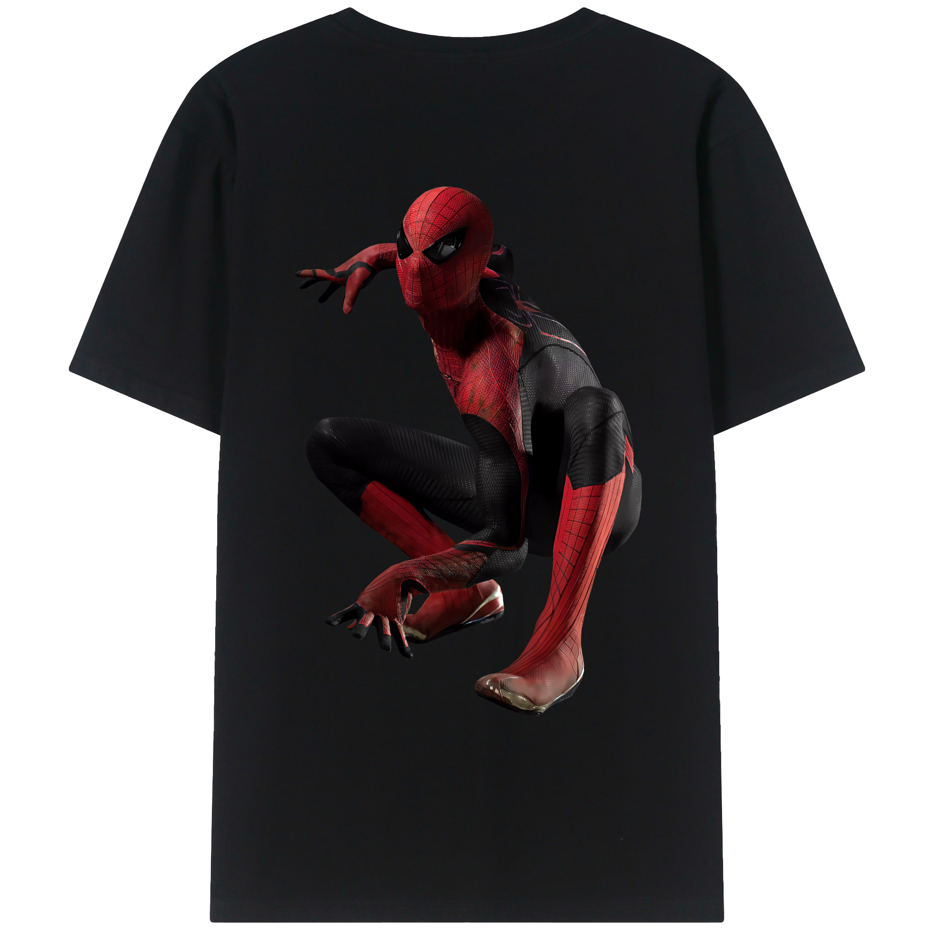 （画像用） Spider Man スパイダーマン 綿100％ メンズ半袖Tシャツ（バックプリント） 通気性