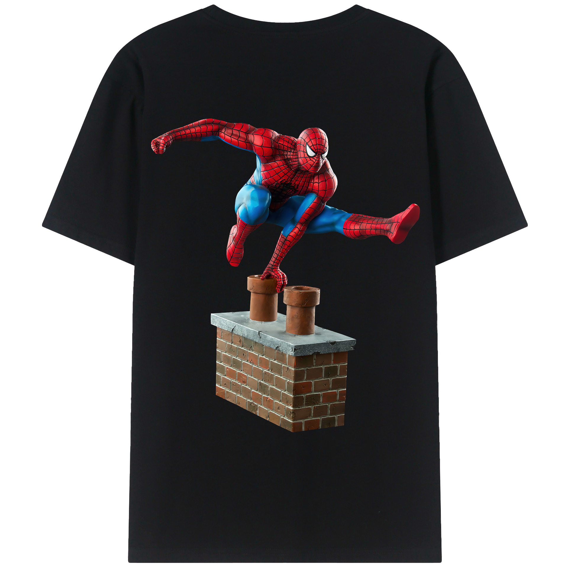 （画像用） Spider Man スパイダーマン 綿100％ メンズ半袖Tシャツ（バックプリント） 通気性