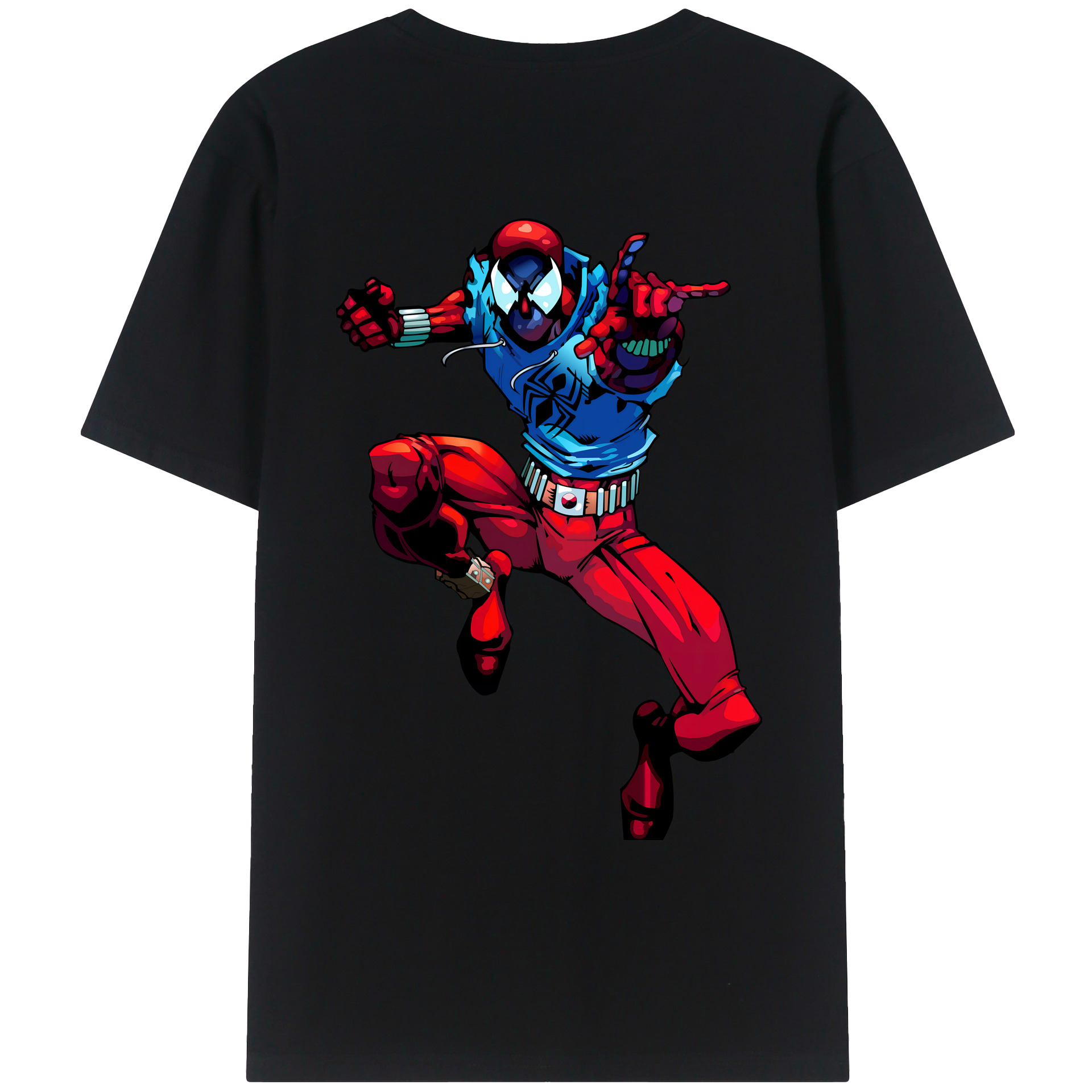 （画像用） Spider Man スパイダーマン 綿100％ メンズ半袖Tシャツ（バックプリント） 通気性