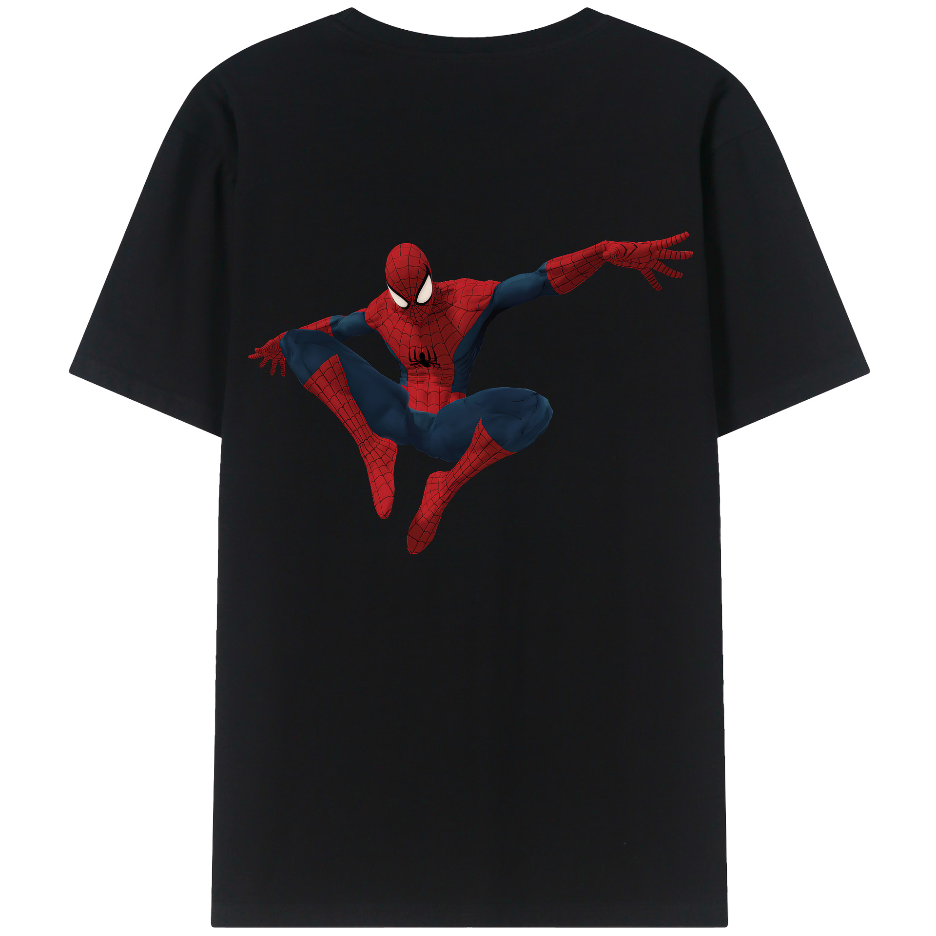 （画像用） Spider Man スパイダーマン 綿100％ メンズ半袖Tシャツ（バックプリント） 通気性