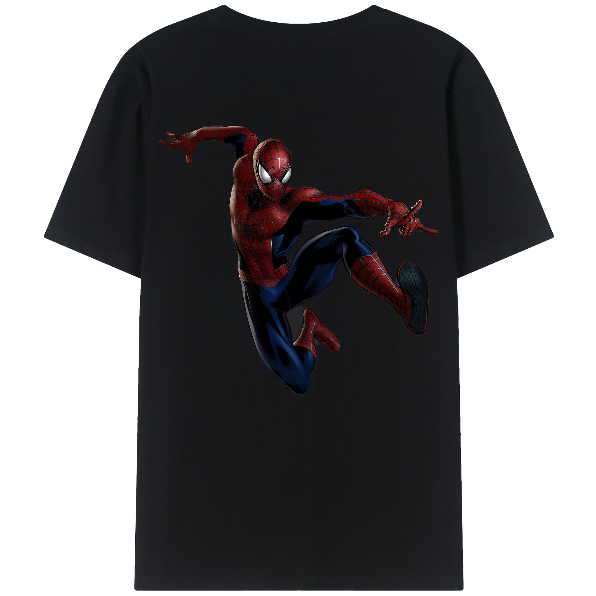（画像用） Spider Man スパイダーマン 綿100％ メンズ半袖Tシャツ（バックプリント） 通気性