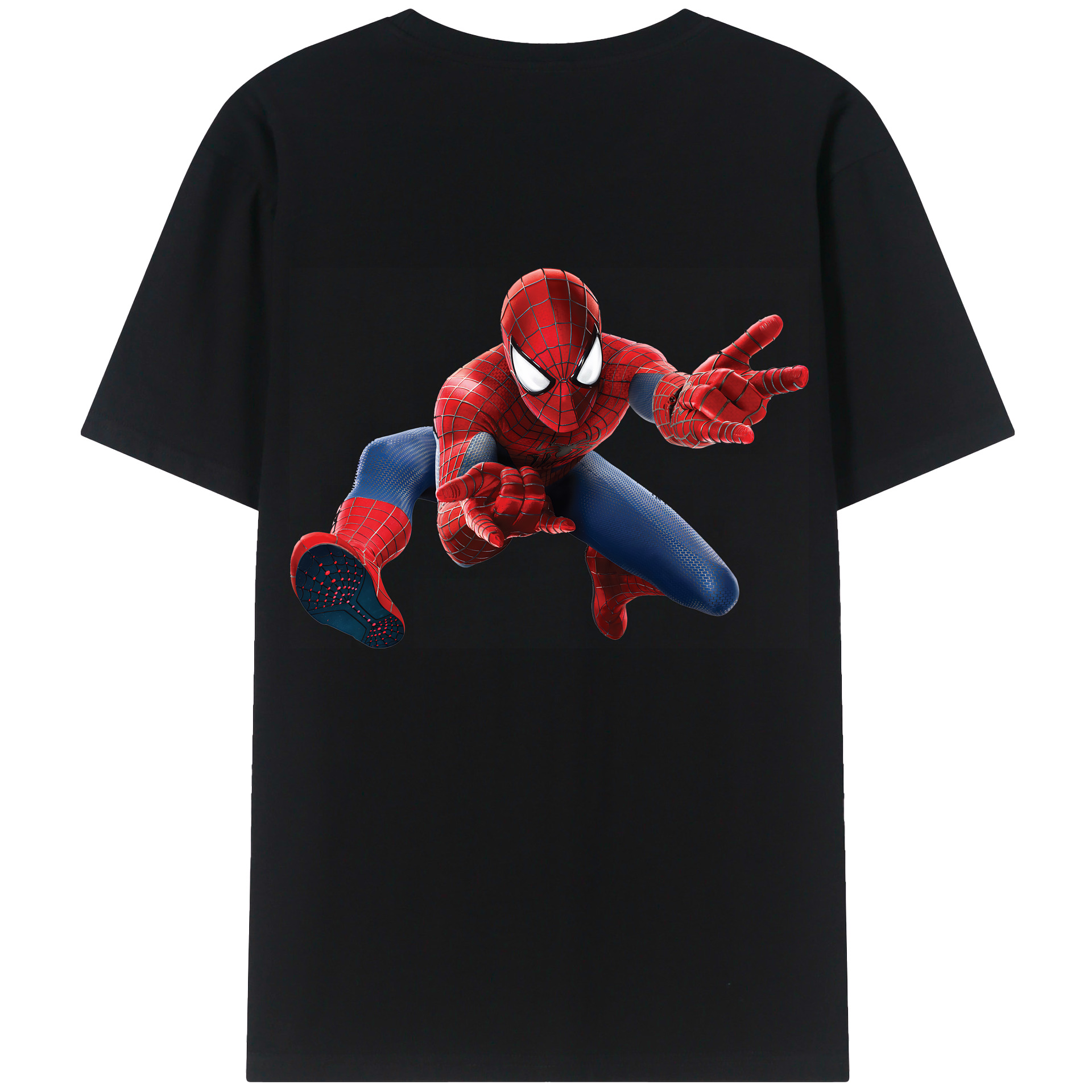 （画像用） Spider Man スパイダーマン 綿100％ メンズ半袖Tシャツ（バックプリント） 通気性