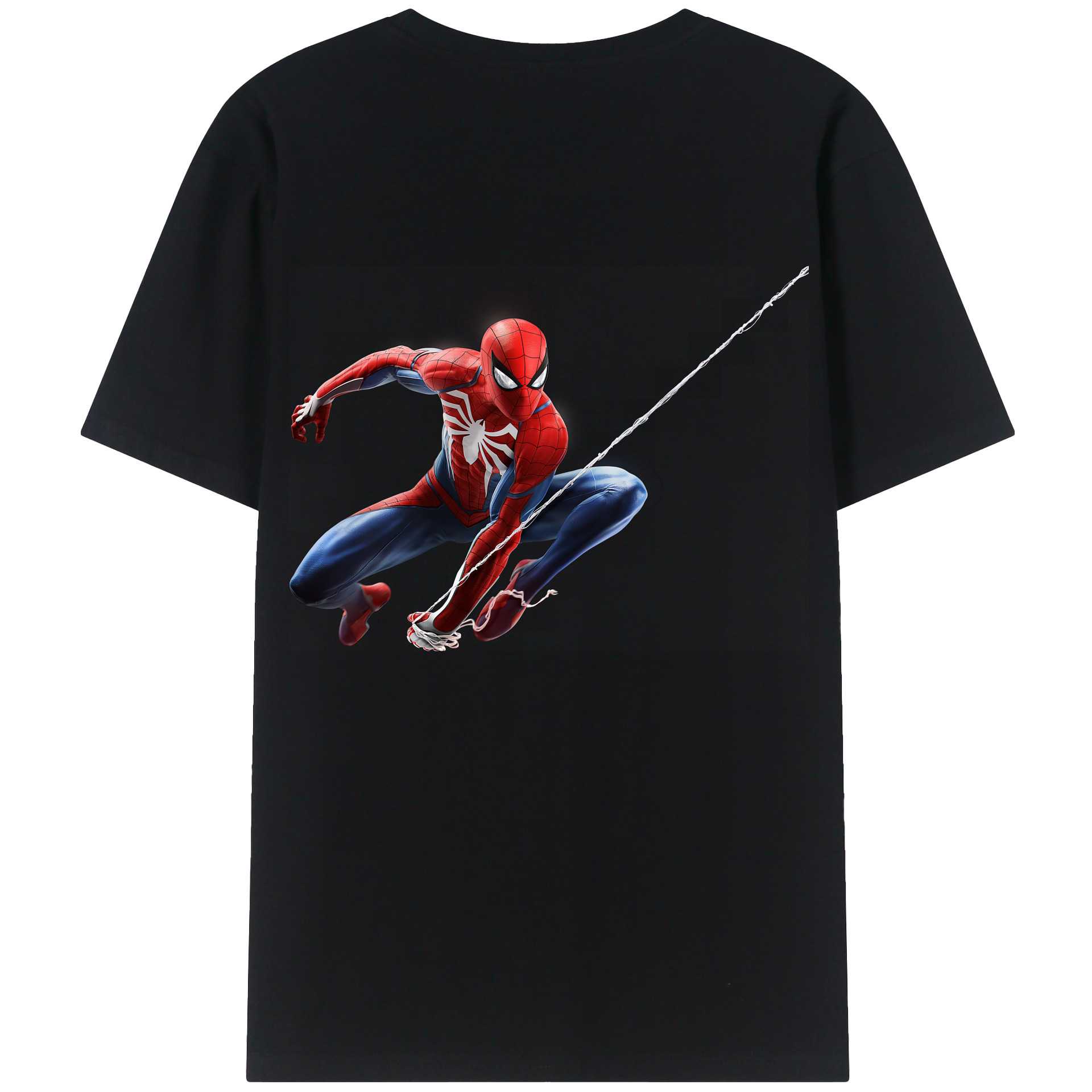 （画像用） Spider Man スパイダーマン 綿100％ メンズ半袖Tシャツ（バックプリント） 通気性