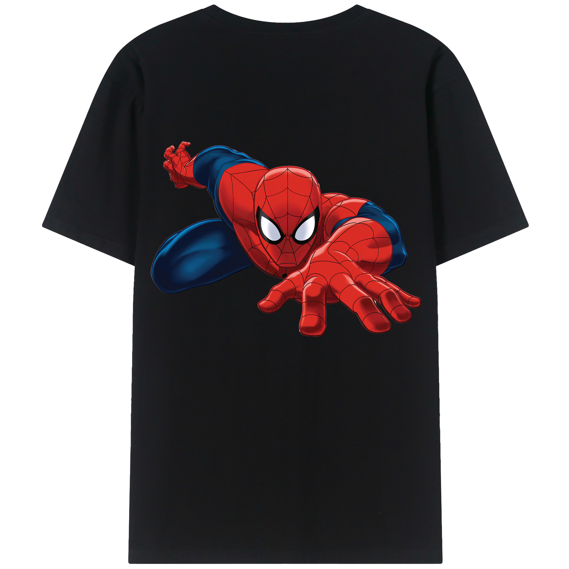 （画像用） Spider Man スパイダーマン 綿100％ メンズ半袖Tシャツ（バックプリント） 通気性