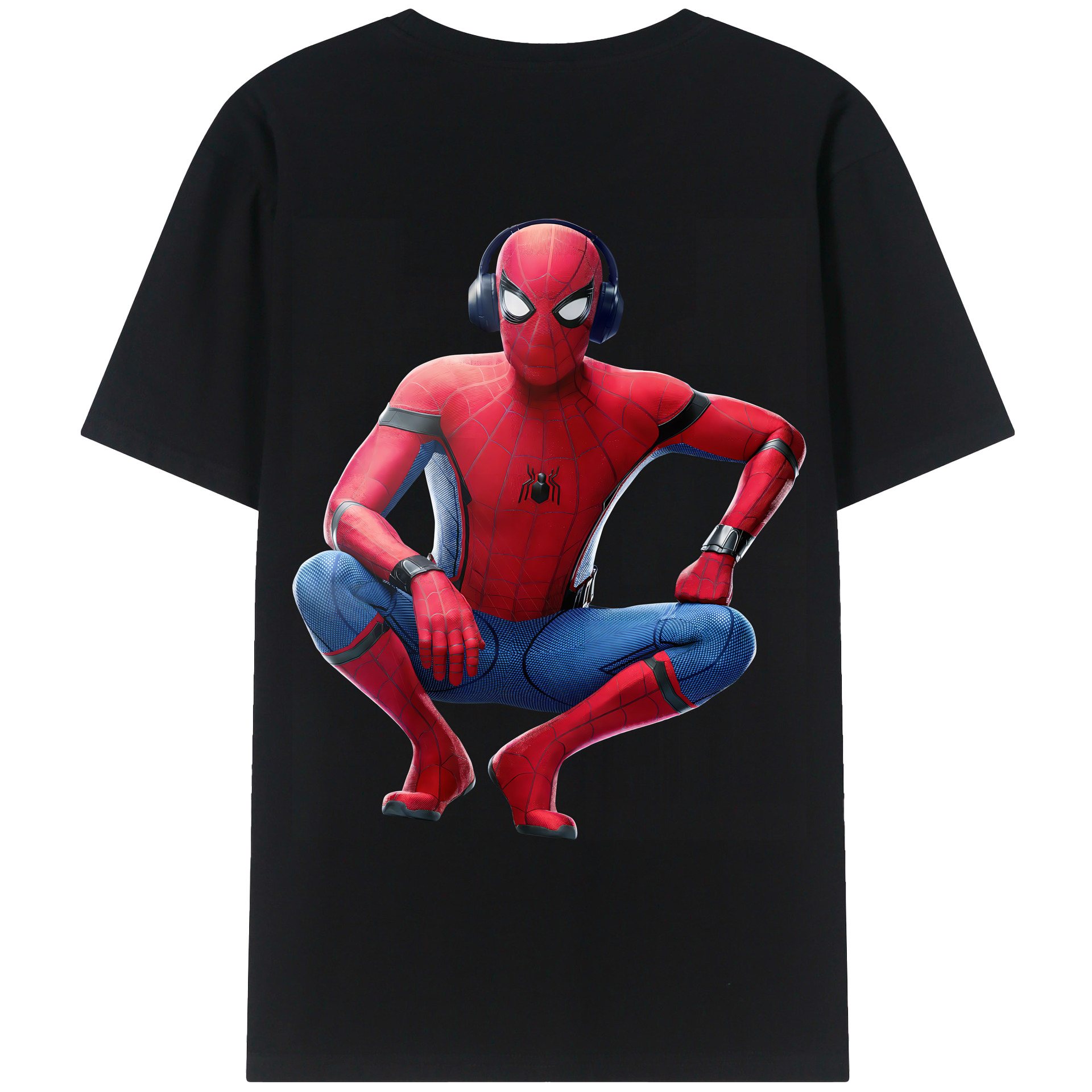 （画像用） Spider Man スパイダーマン 綿100％ メンズ半袖Tシャツ（バックプリント） 通気性