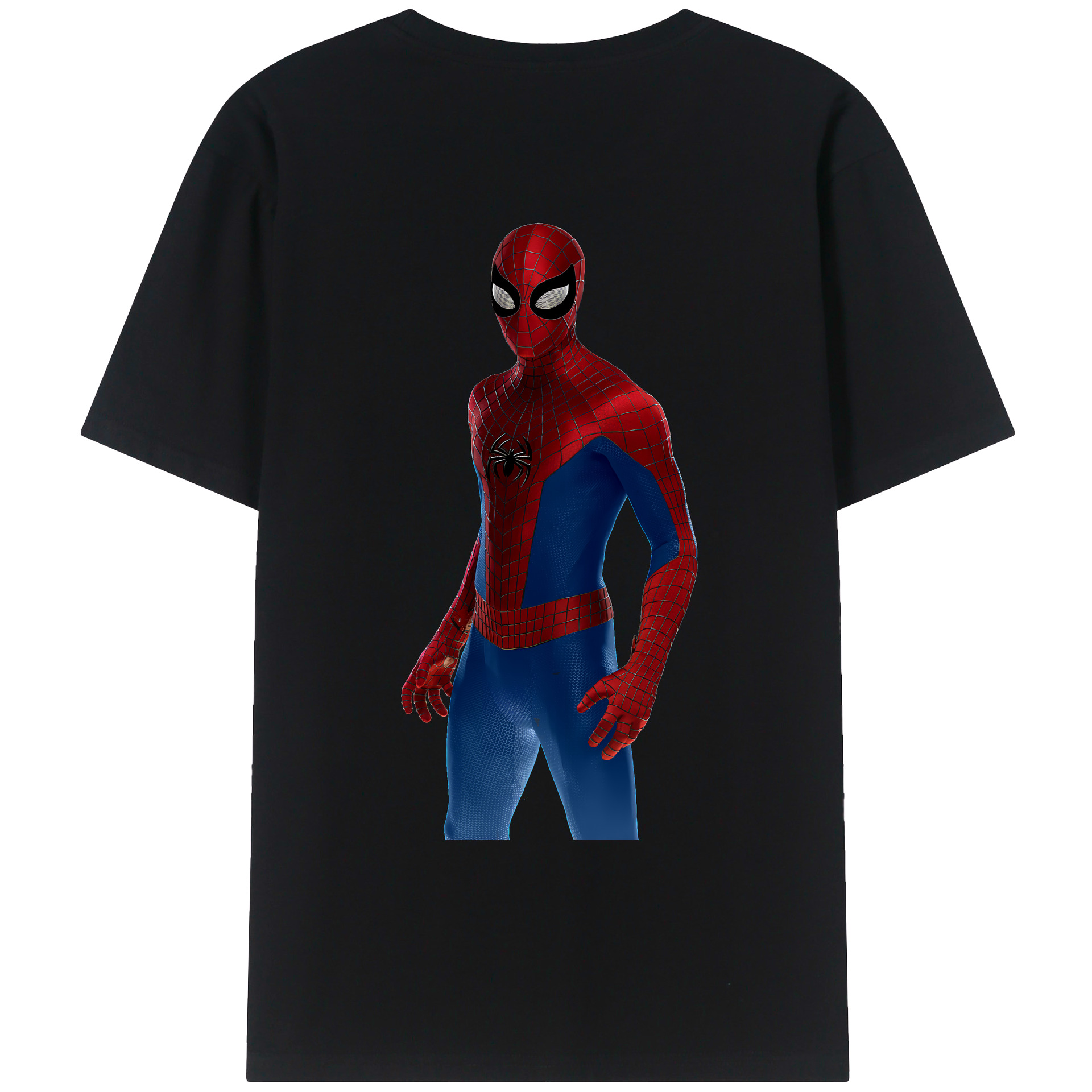 （画像用） Spider Man スパイダーマン 綿100％ メンズ半袖Tシャツ（バックプリント） 通気性