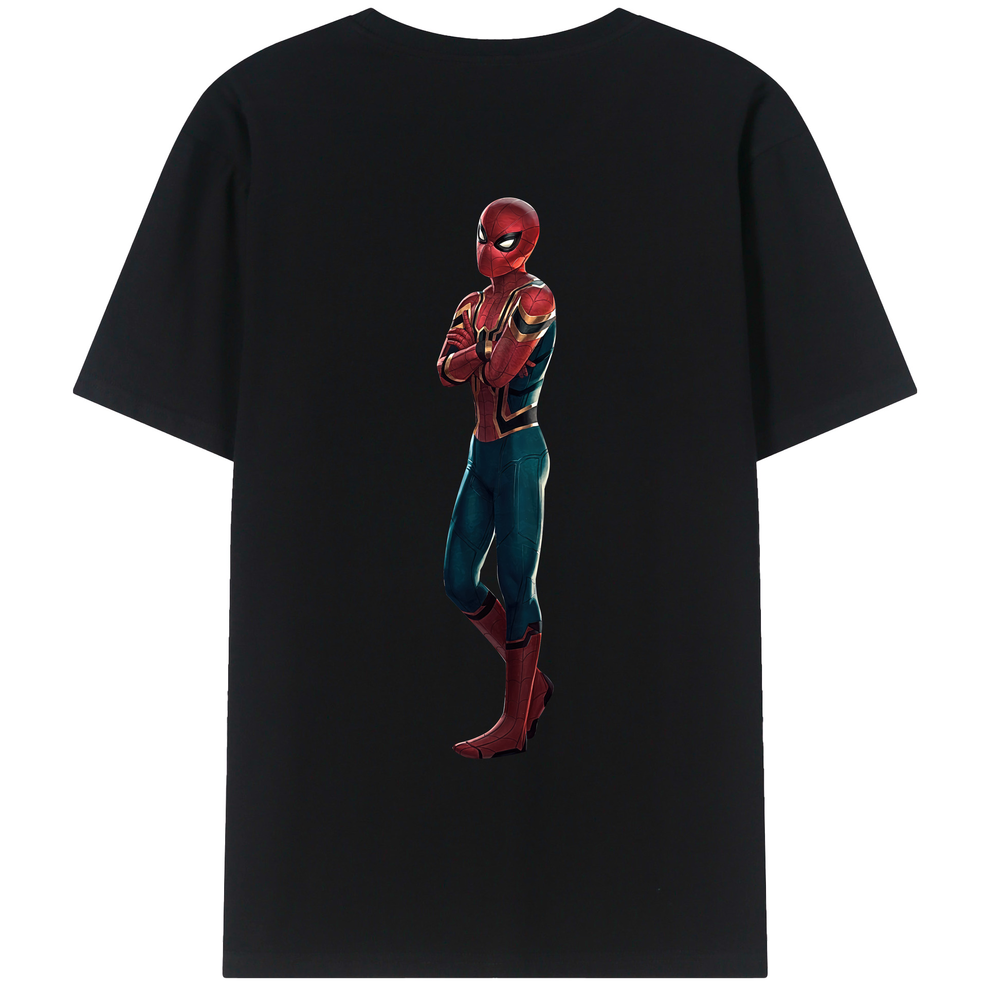 （画像用） Spider Man スパイダーマン 綿100％ メンズ半袖Tシャツ（バックプリント） 通気性