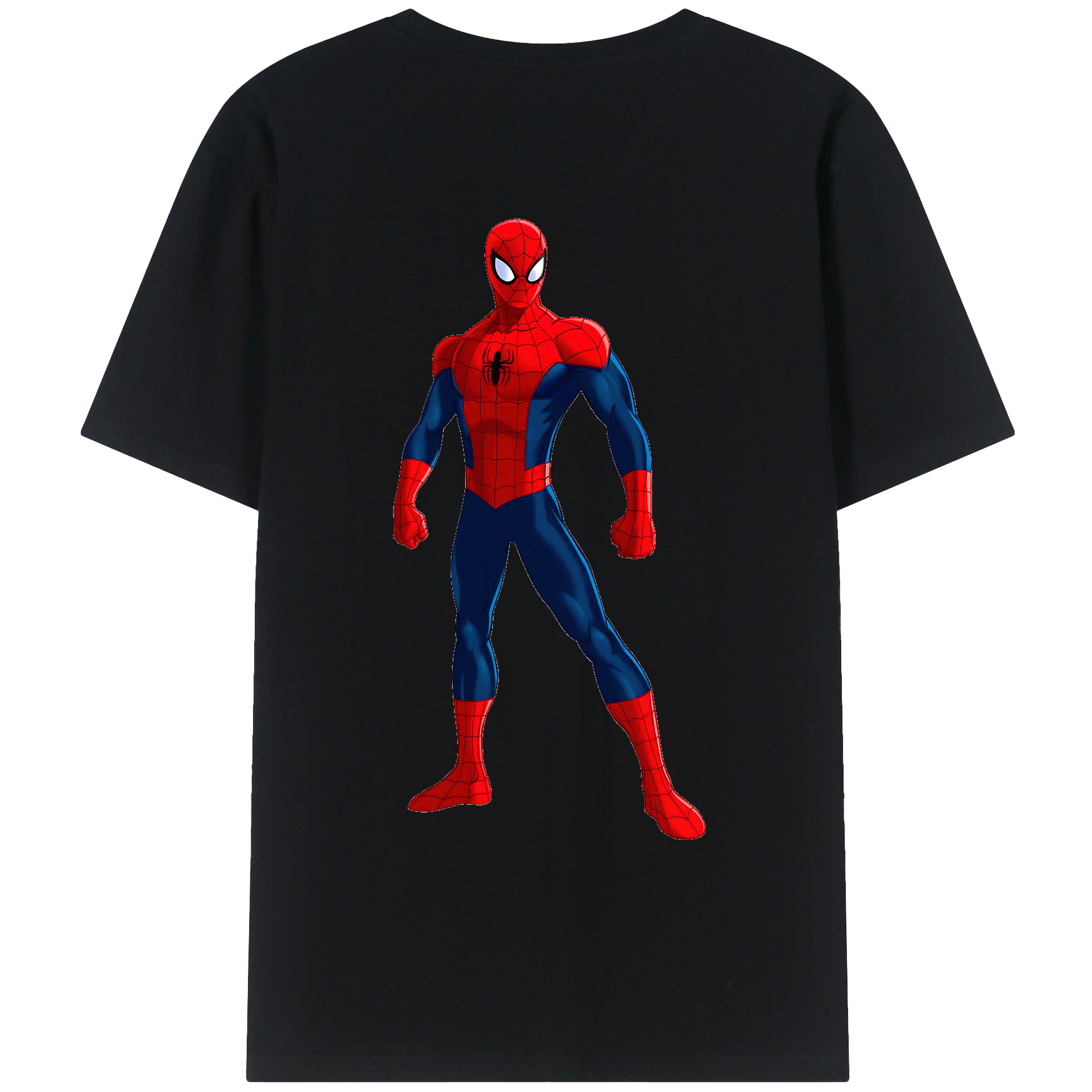 （画像用） Spider Man スパイダーマン 綿100％ メンズ半袖Tシャツ（バックプリント） 通気性