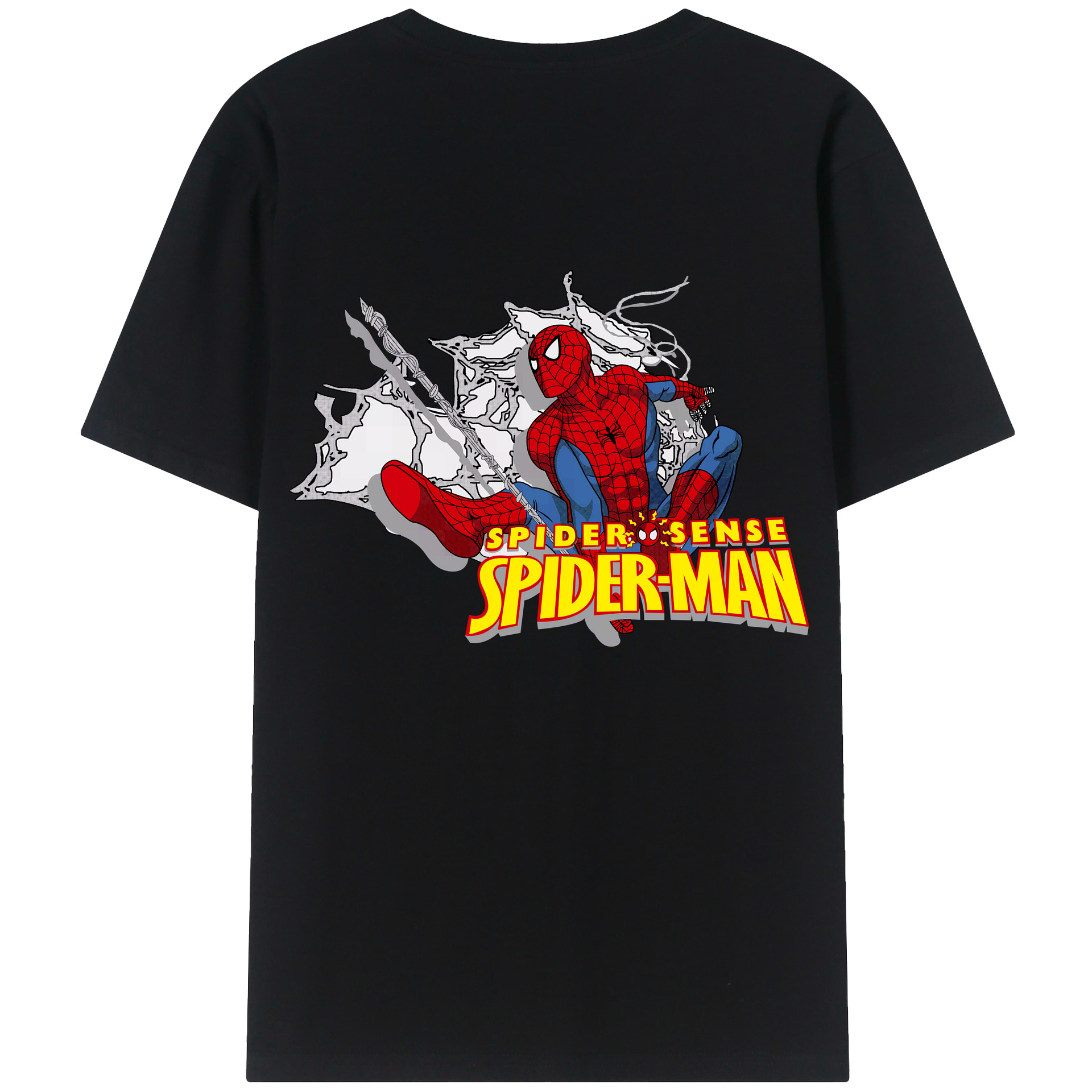 （画像用） Spider Man スパイダーマン 綿100％ メンズ半袖Tシャツ（バックプリント） 通気性