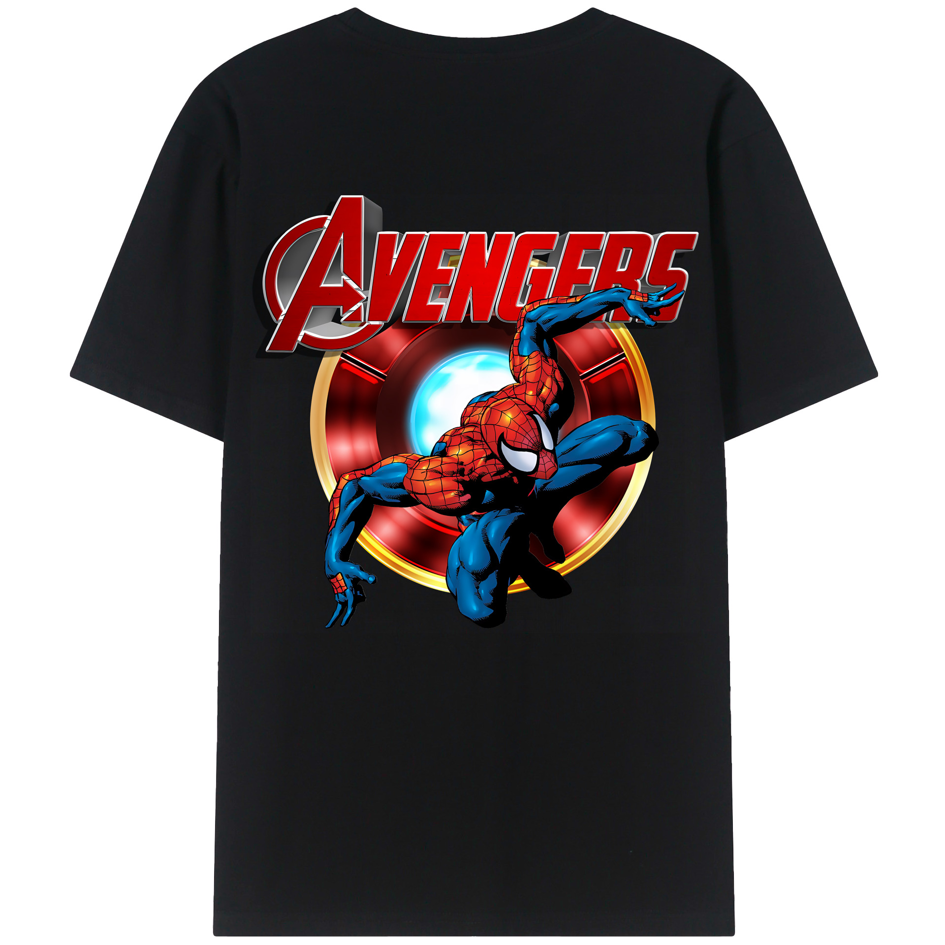 （画像用） Spider Man スパイダーマン 綿100％ メンズ半袖Tシャツ（バックプリント） 通気性