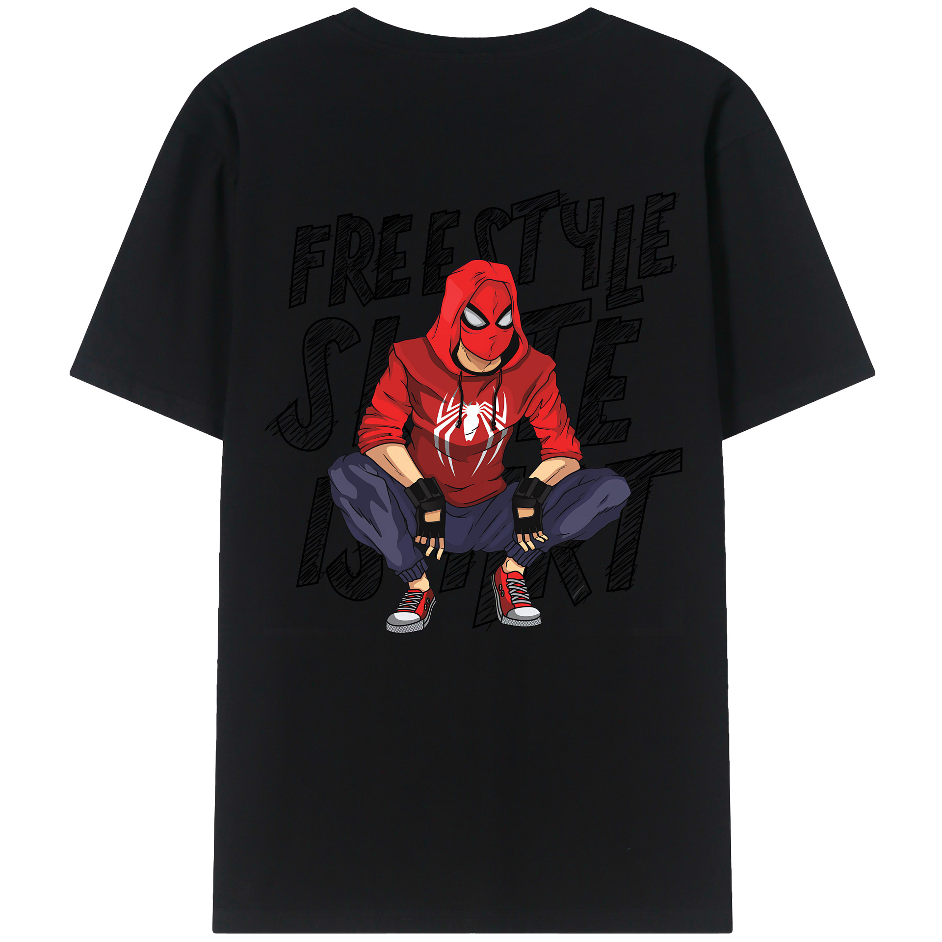（画像用） Spider Man スパイダーマン 綿100％ メンズ半袖Tシャツ（バックプリント） 通気性