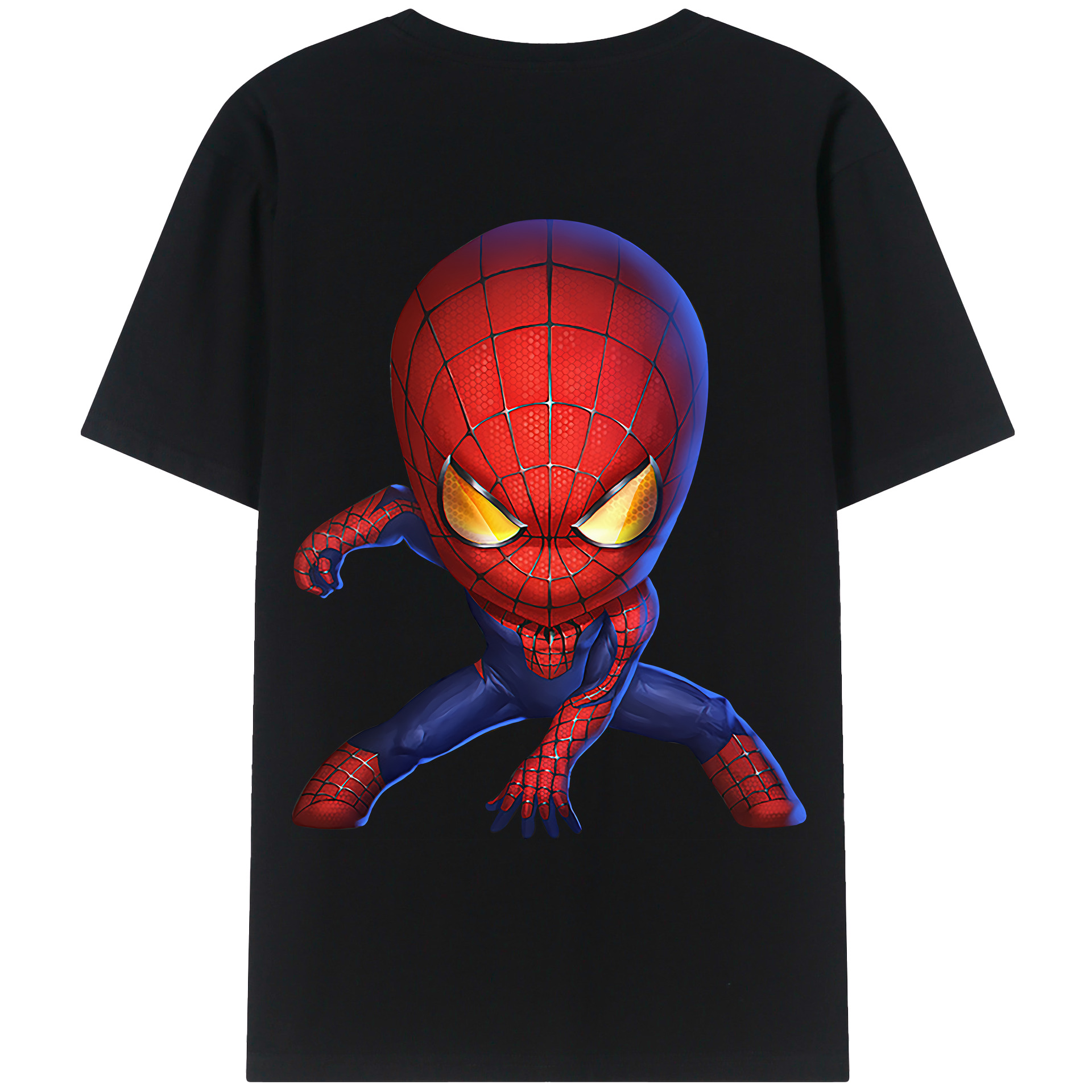 （画像用） Spider Man スパイダーマン 綿100％ メンズ半袖Tシャツ（バックプリント） 通気性