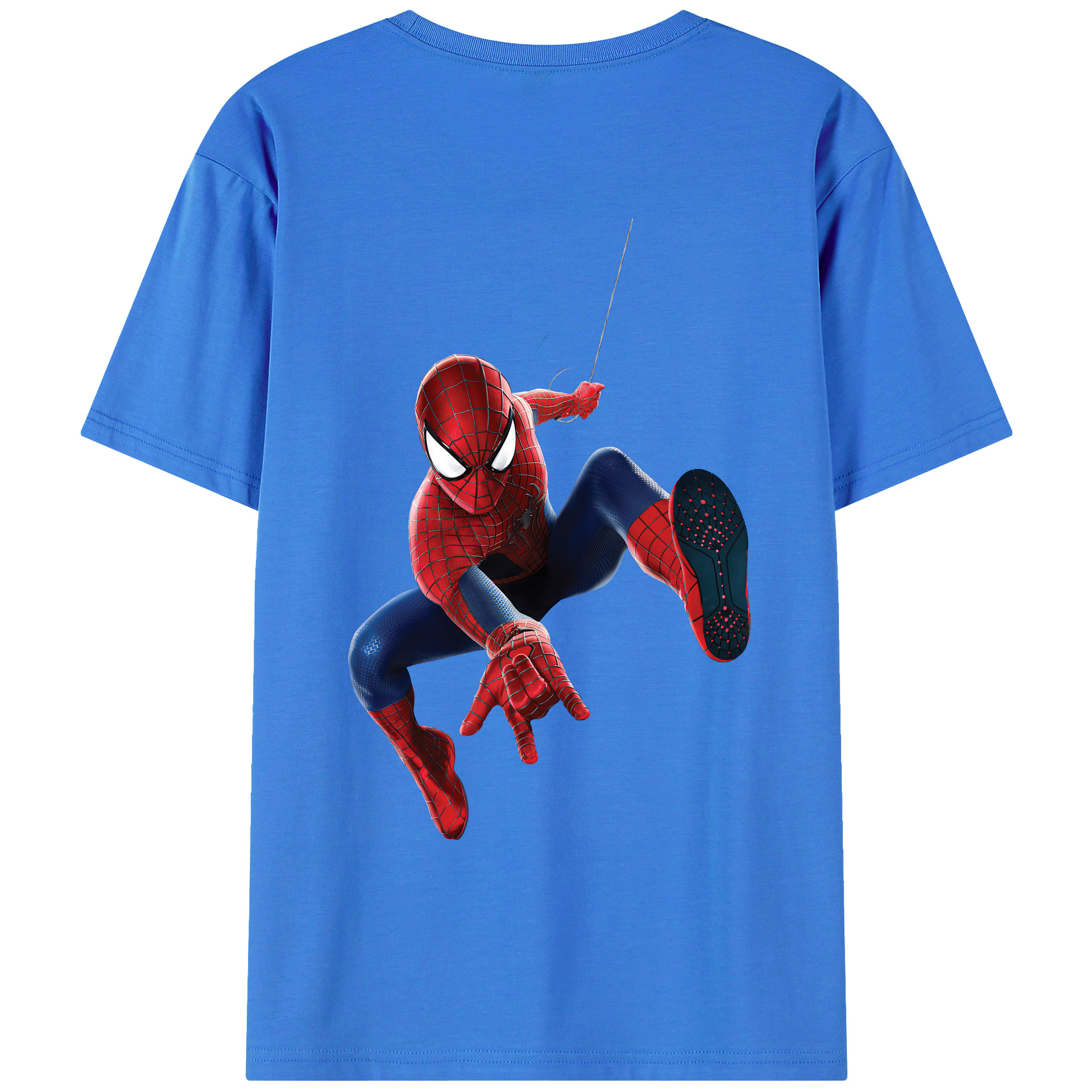 （画像用） Spider Man スパイダーマン 綿100％ メンズ半袖Tシャツ（バックプリント） 通気性