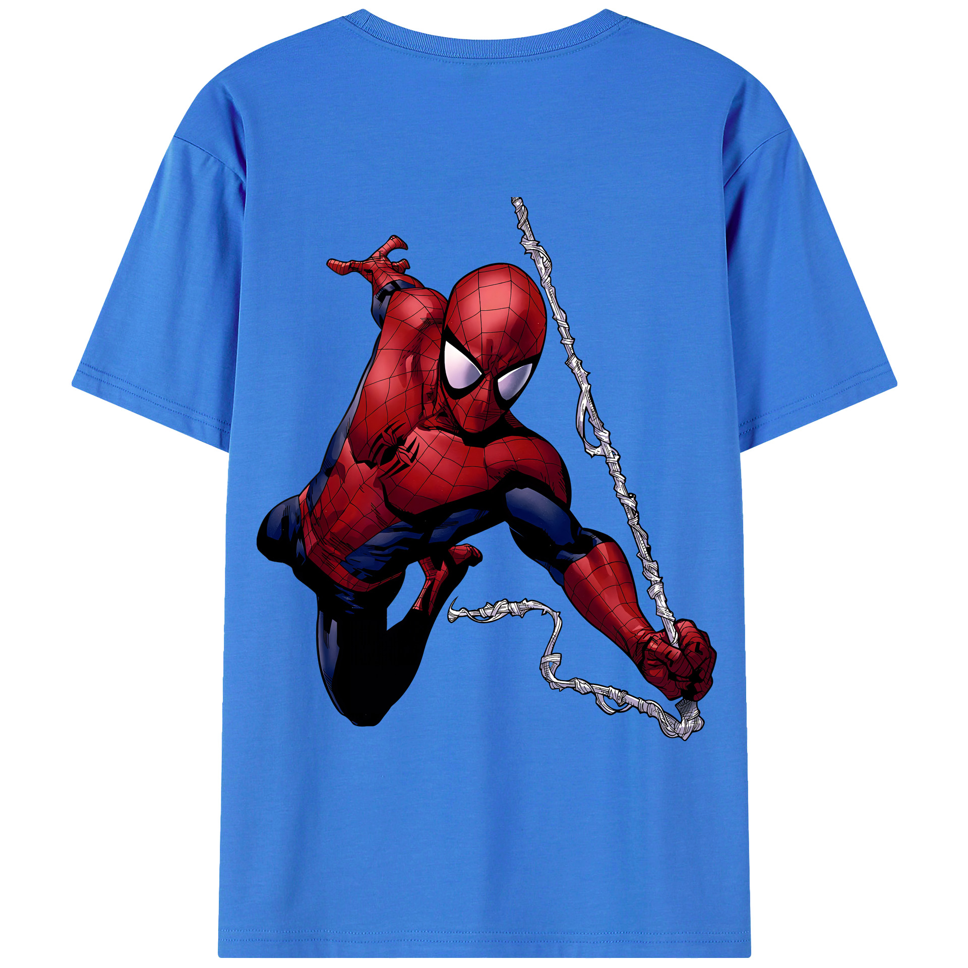 （画像用） Spider Man スパイダーマン 綿100％ メンズ半袖Tシャツ（バックプリント） 通気性