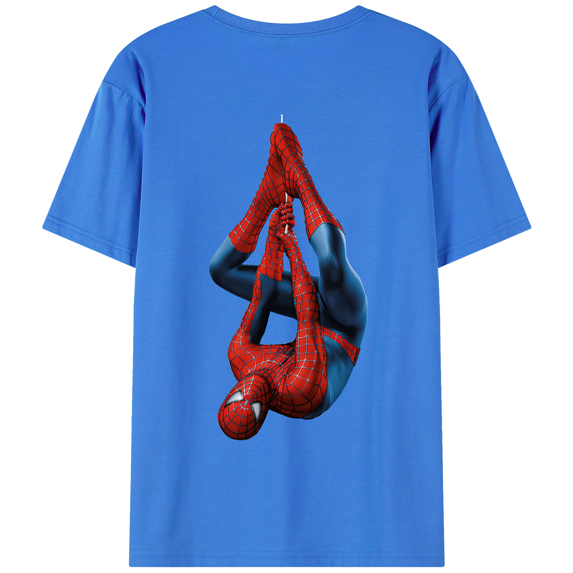 （画像用） Spider Man スパイダーマン 綿100％ メンズ半袖Tシャツ（バックプリント） 通気性