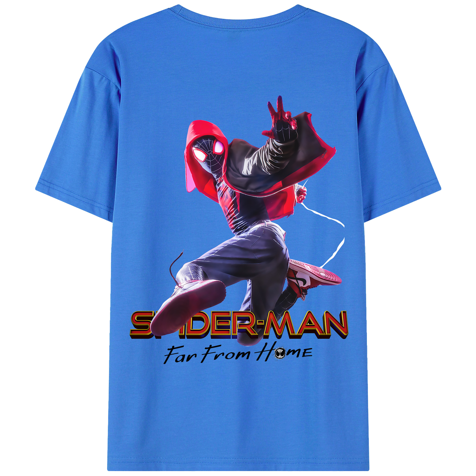 （画像用） Spider Man スパイダーマン 綿100％ メンズ半袖Tシャツ（バックプリント） 通気性