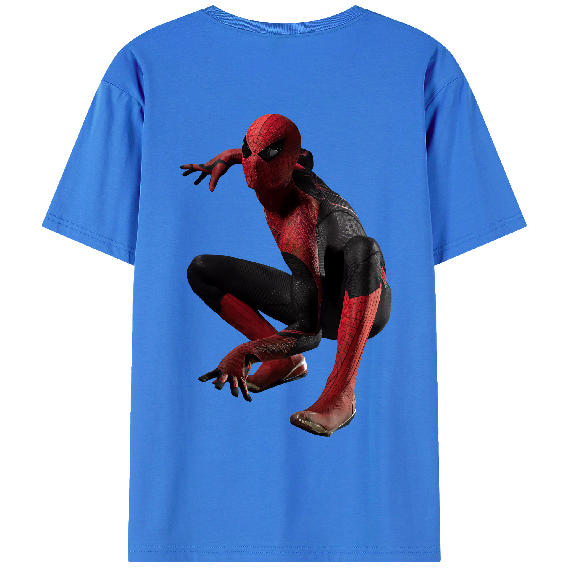 （画像用） Spider Man スパイダーマン 綿100％ メンズ半袖Tシャツ（バックプリント） 通気性